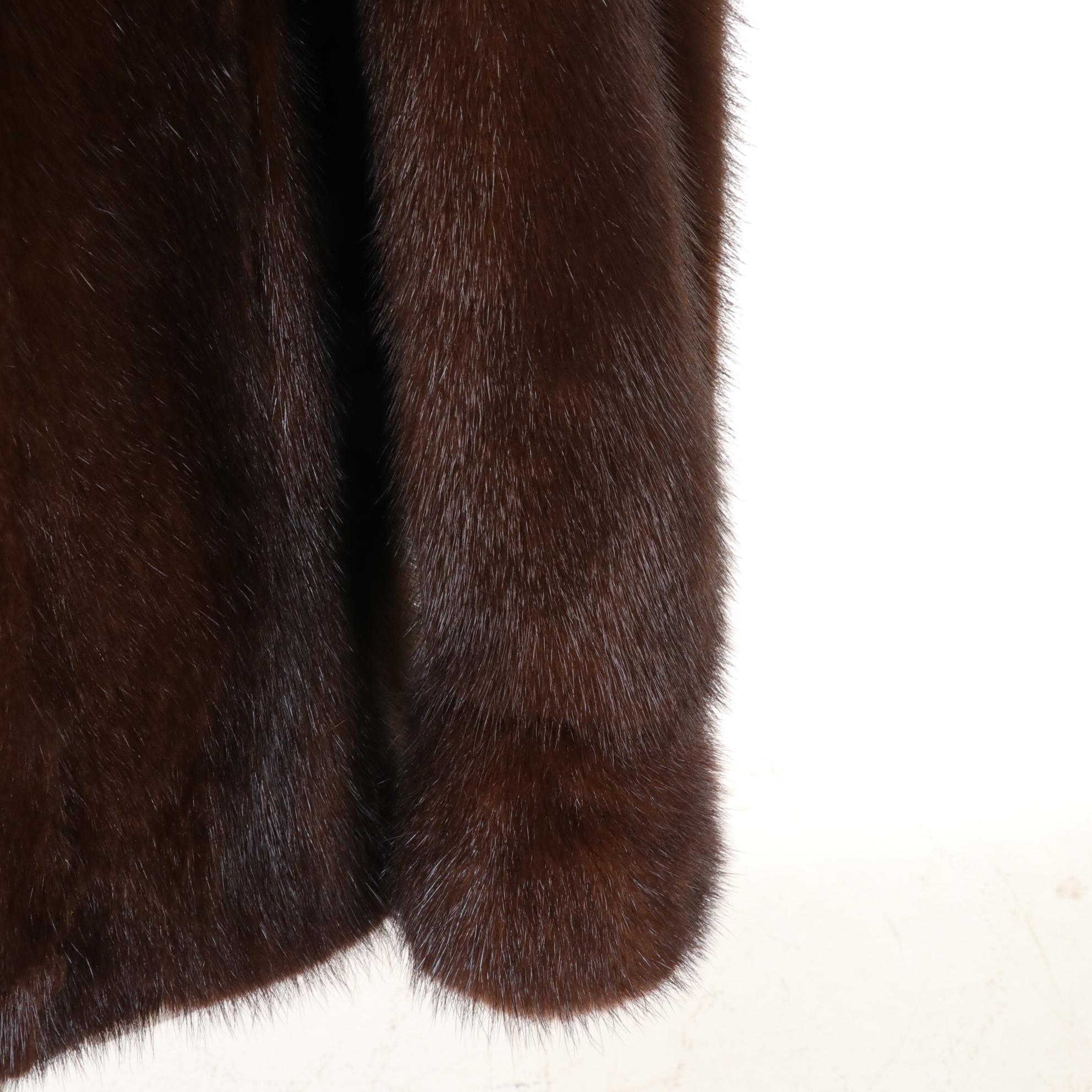 Mink Fur Swing Jacket with Fox Fur Tuxedo Collar by Kriegsman Furs