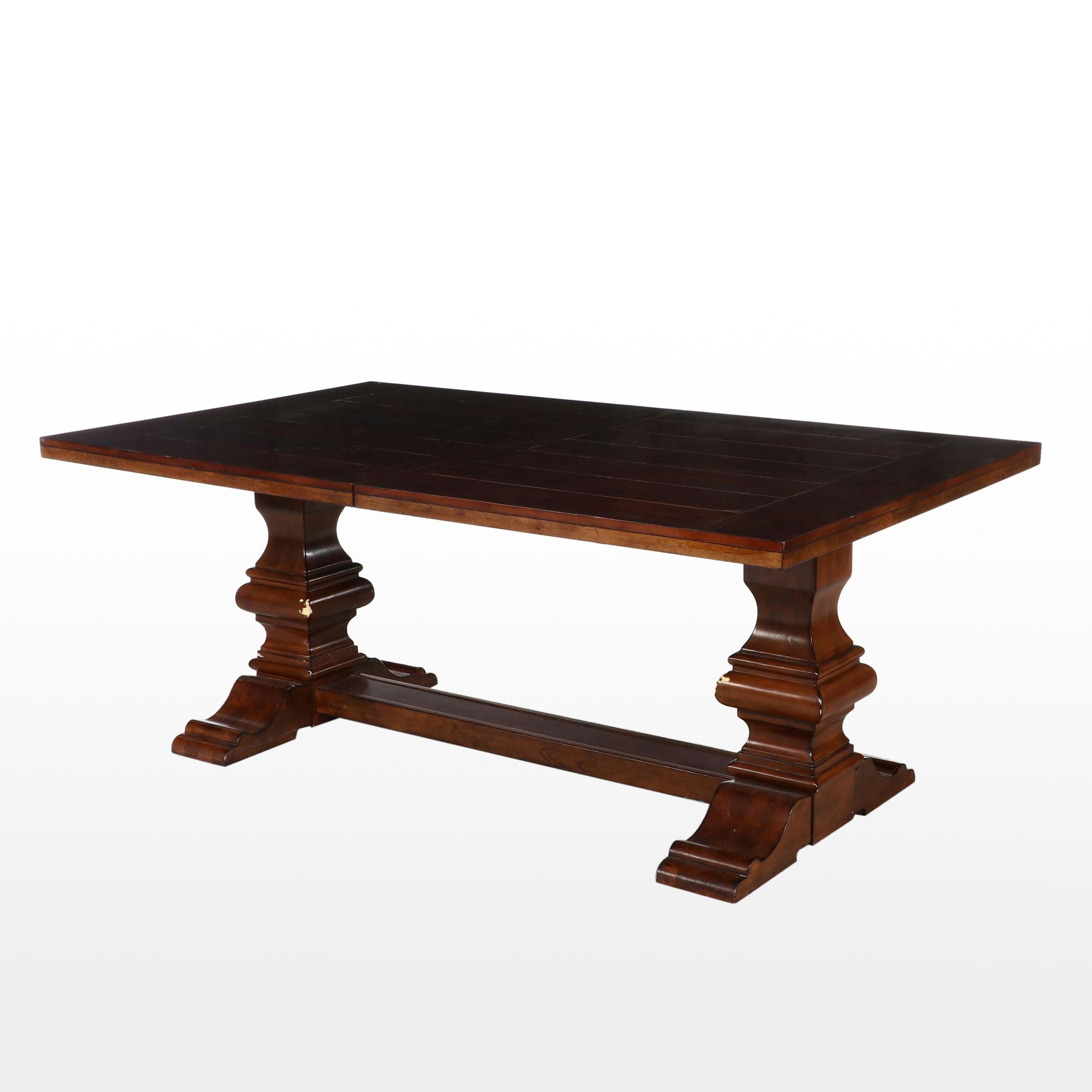 Ashley Furniture Contemporary Mahogany Finish Wood Trestle Dining Table