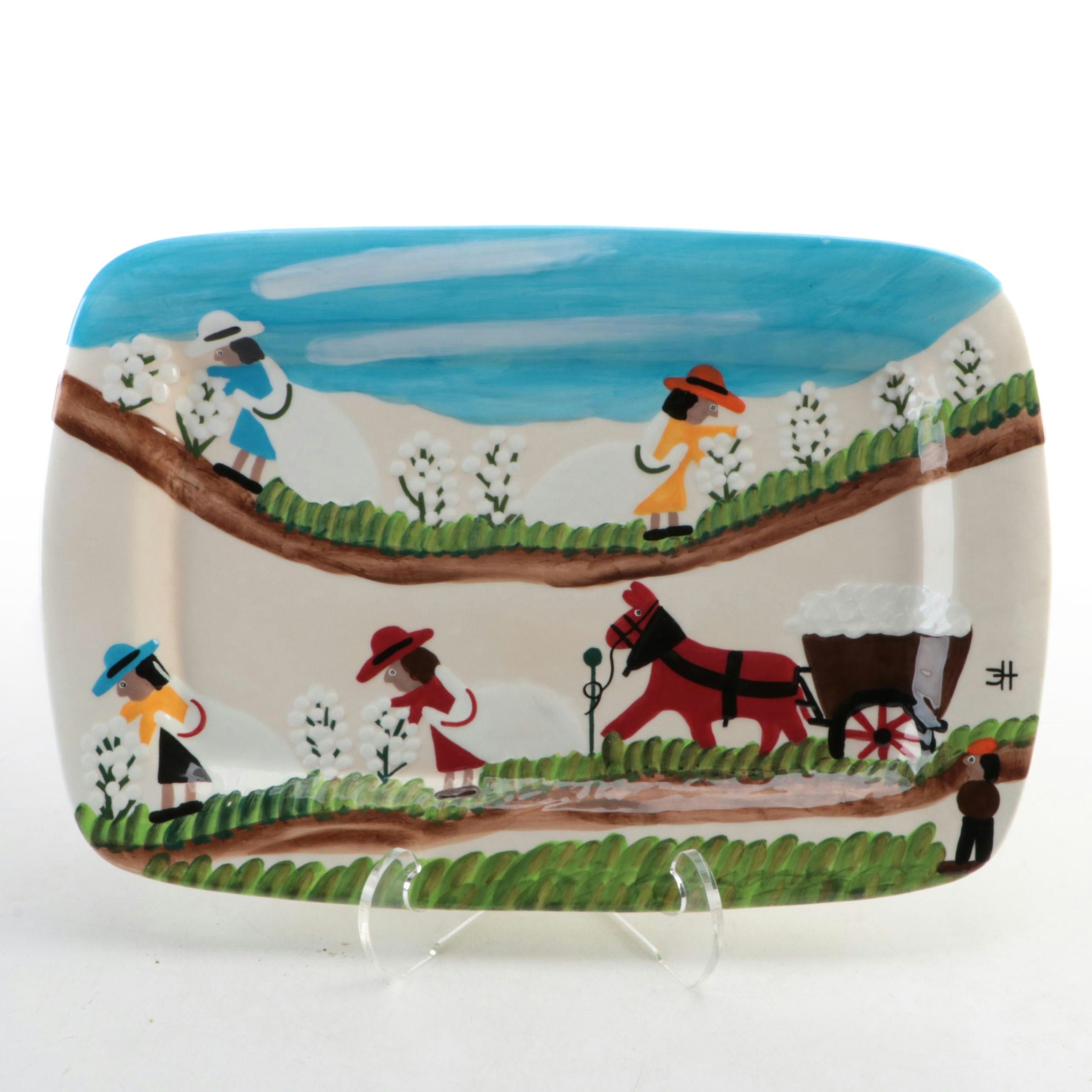 Gitter Gallery After Clementine Hunter "Picking and Hauling Cotton" Platter