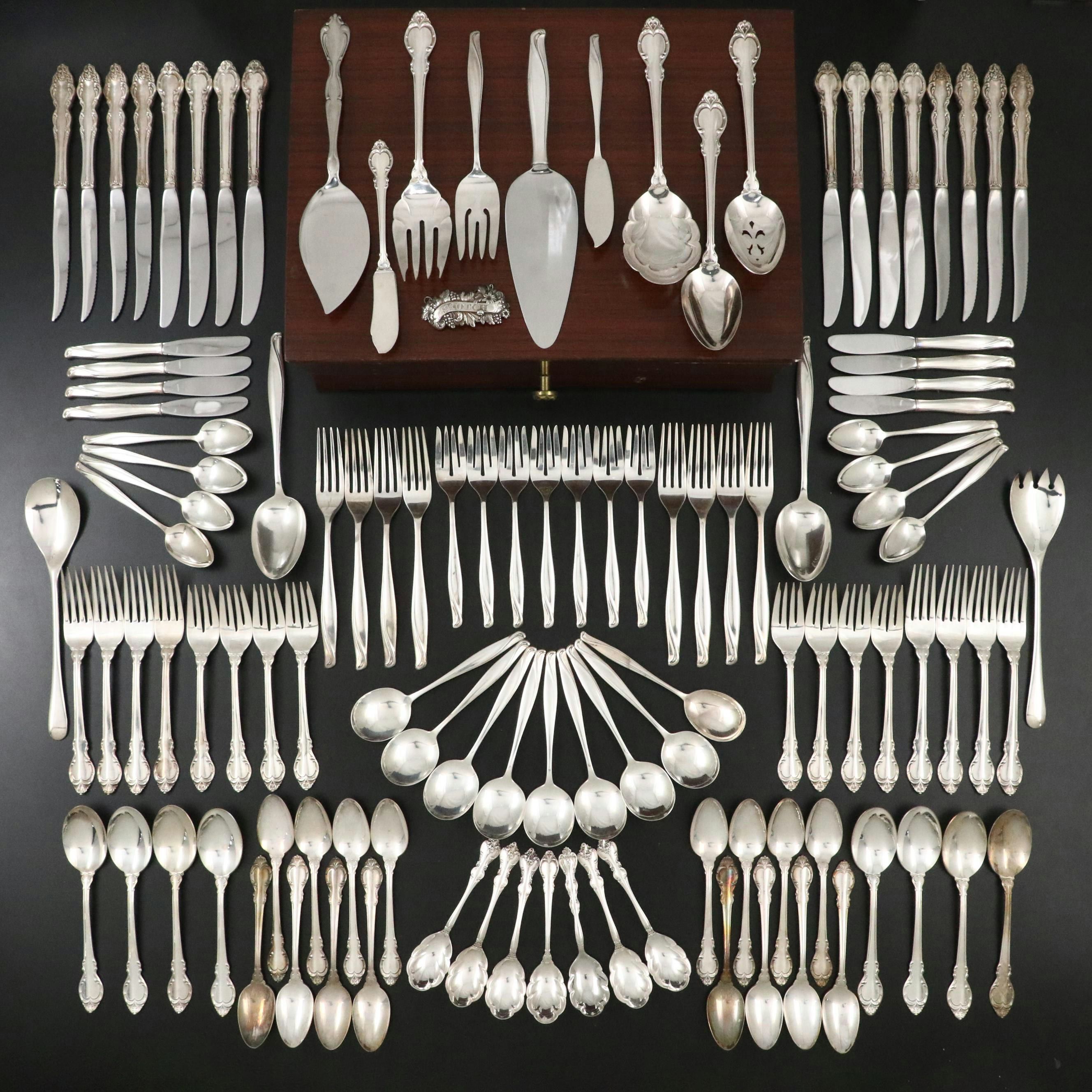 Alvin "Spring Bud" Sterling and Other Silver Plate Flatware, Mid to Late 20th C.