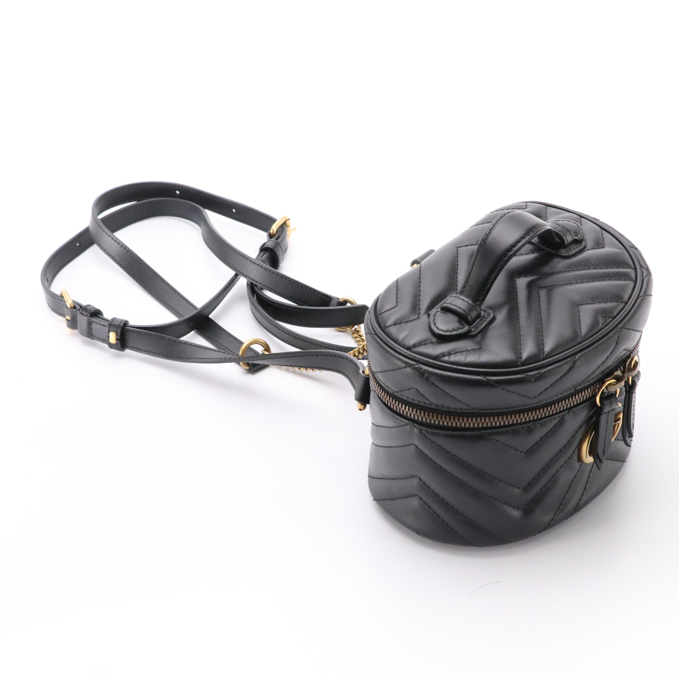 Gucci GG Marmont Black Quilted Leather Backpack