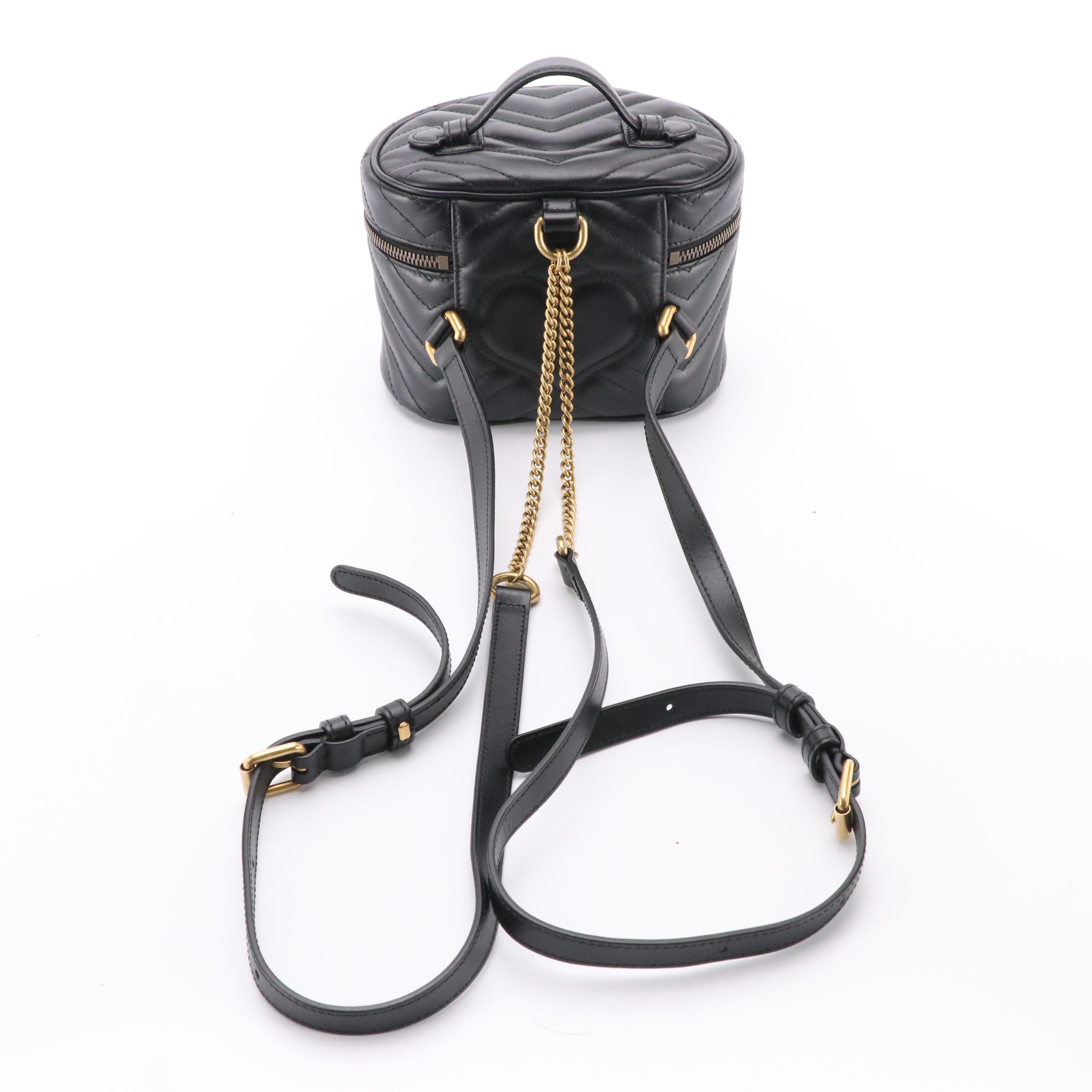 Gucci GG Marmont Black Quilted Leather Backpack