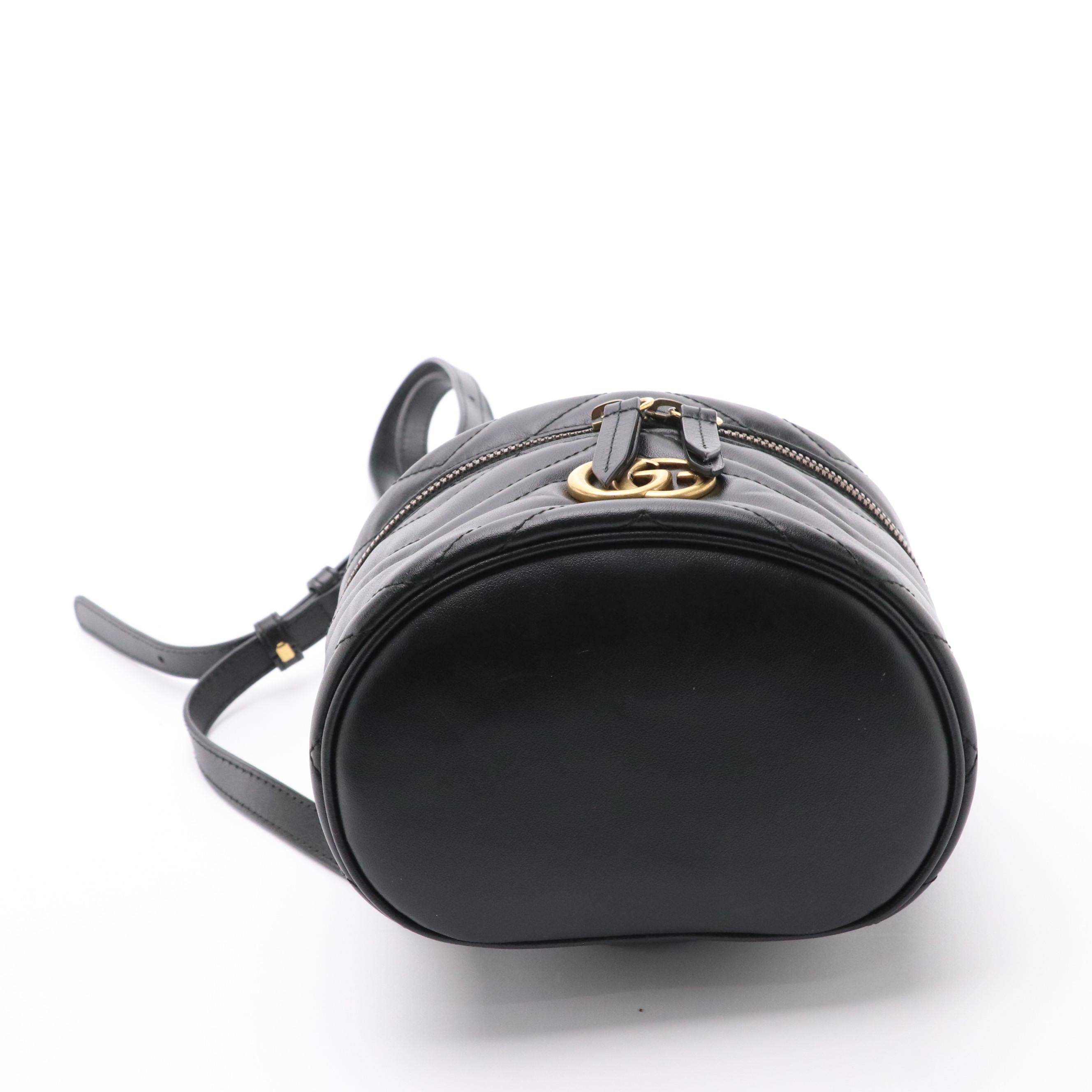 Gucci GG Marmont Black Quilted Leather Backpack