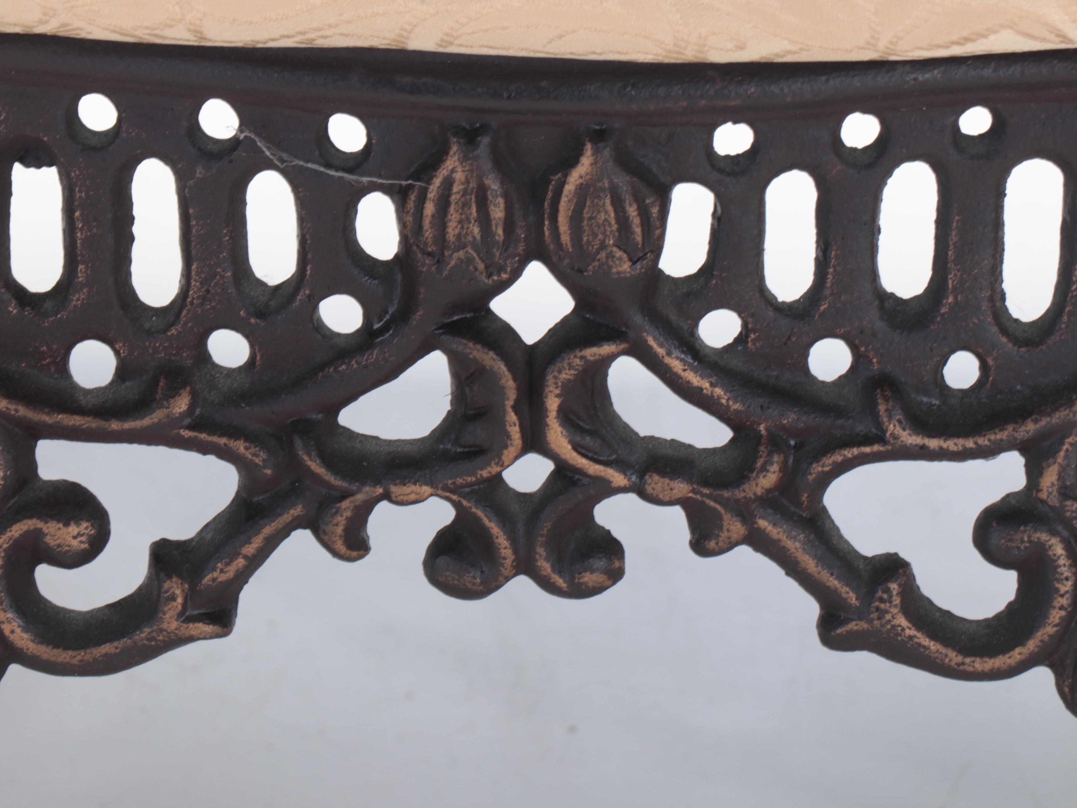 Victorian Cushioned Cast Iron Footstool Pair