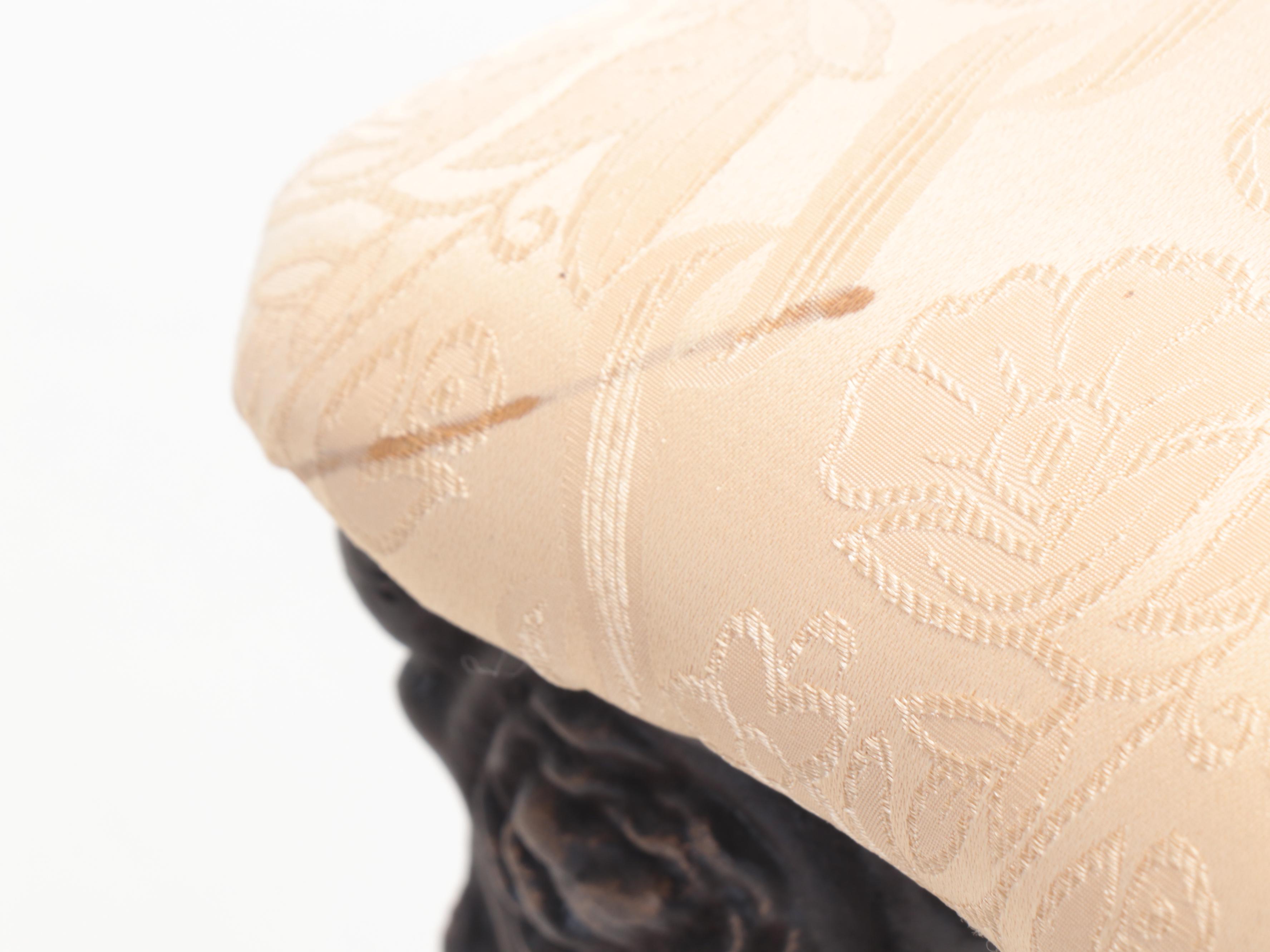 Victorian Cushioned Cast Iron Footstool Pair