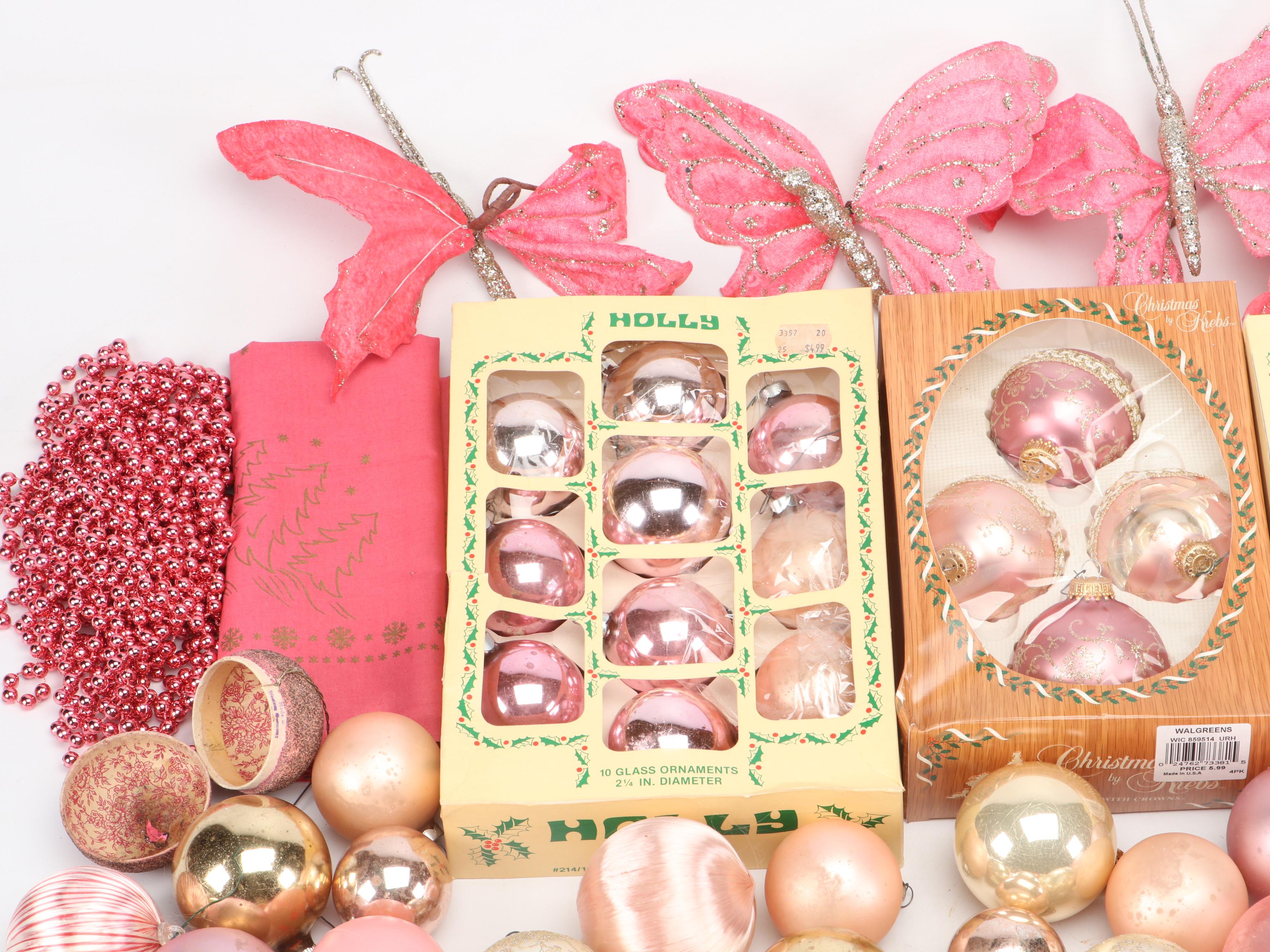 Satin, Mold Blown Glass, Foam, and Other Ornaments