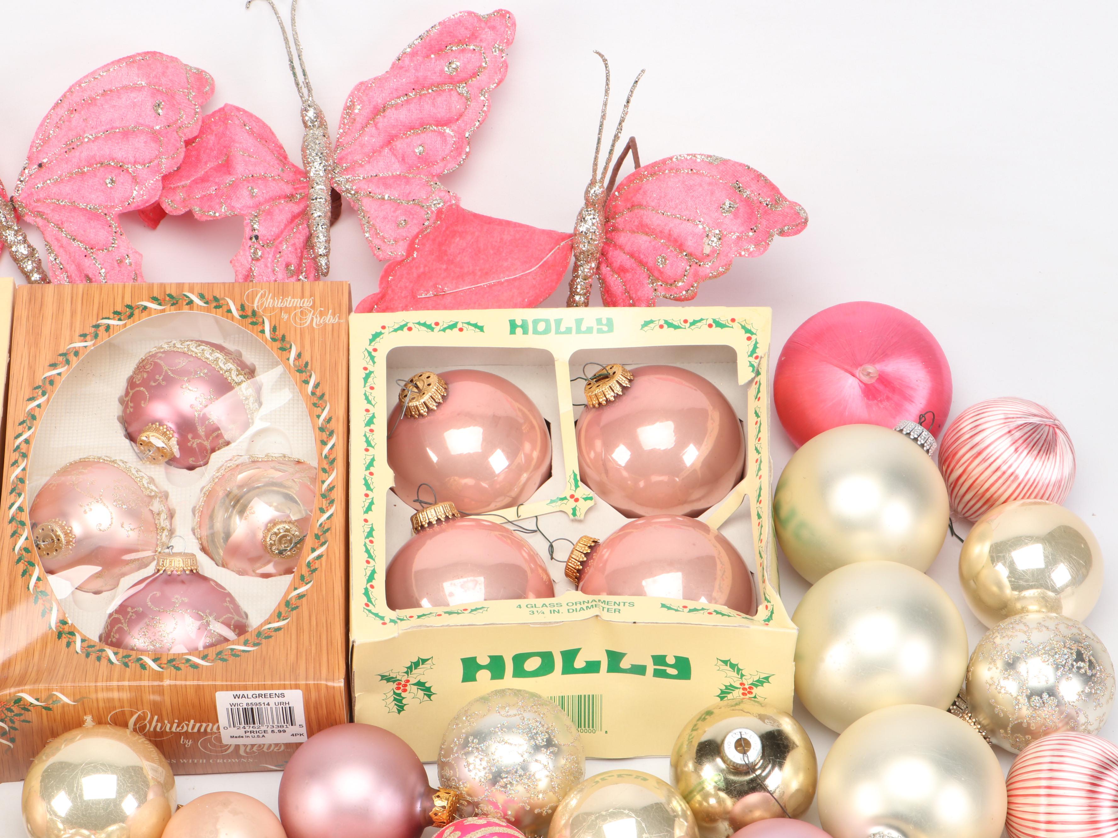 Satin, Mold Blown Glass, Foam, and Other Ornaments