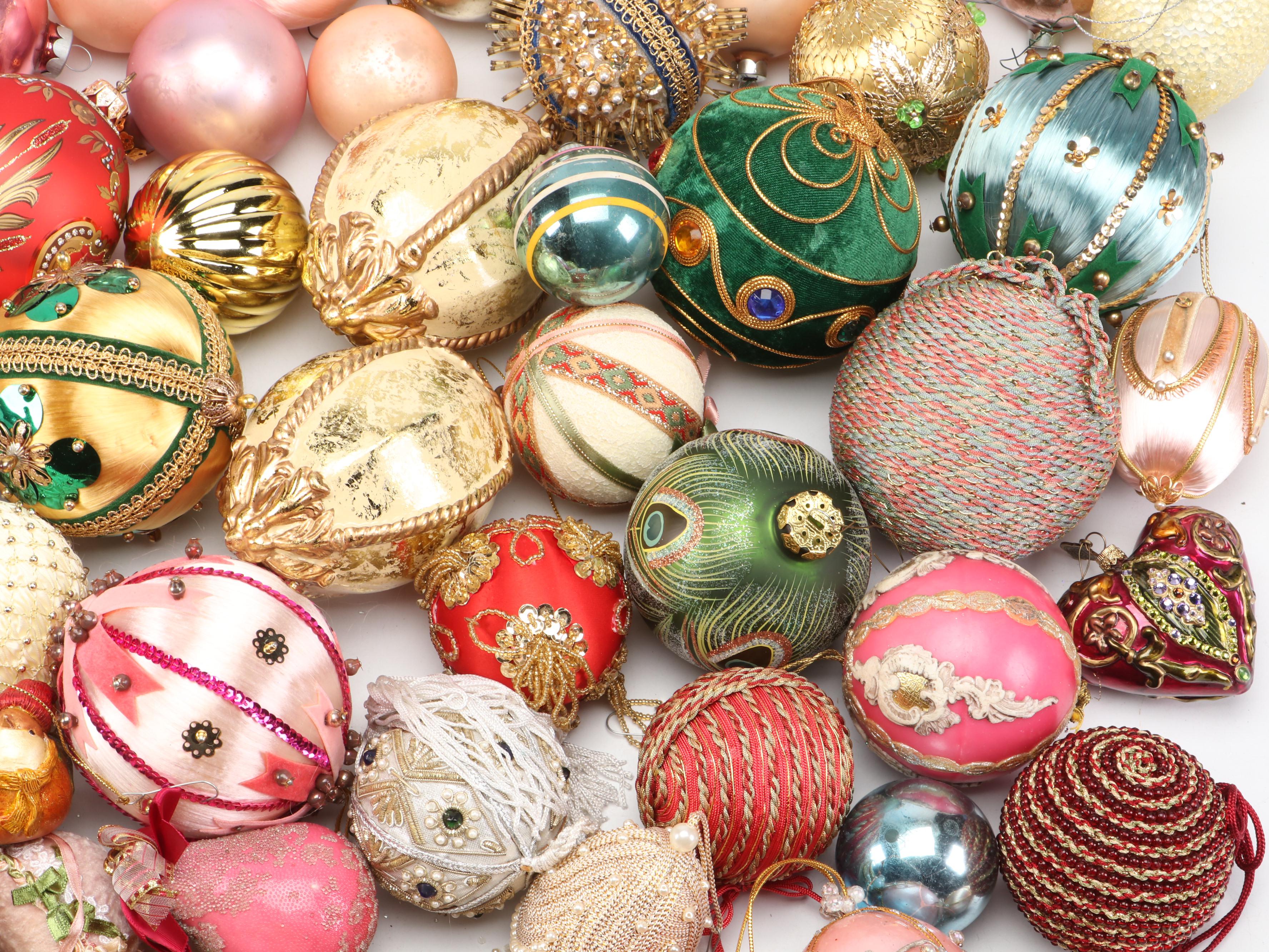 Satin, Mold Blown Glass, Foam, and Other Ornaments