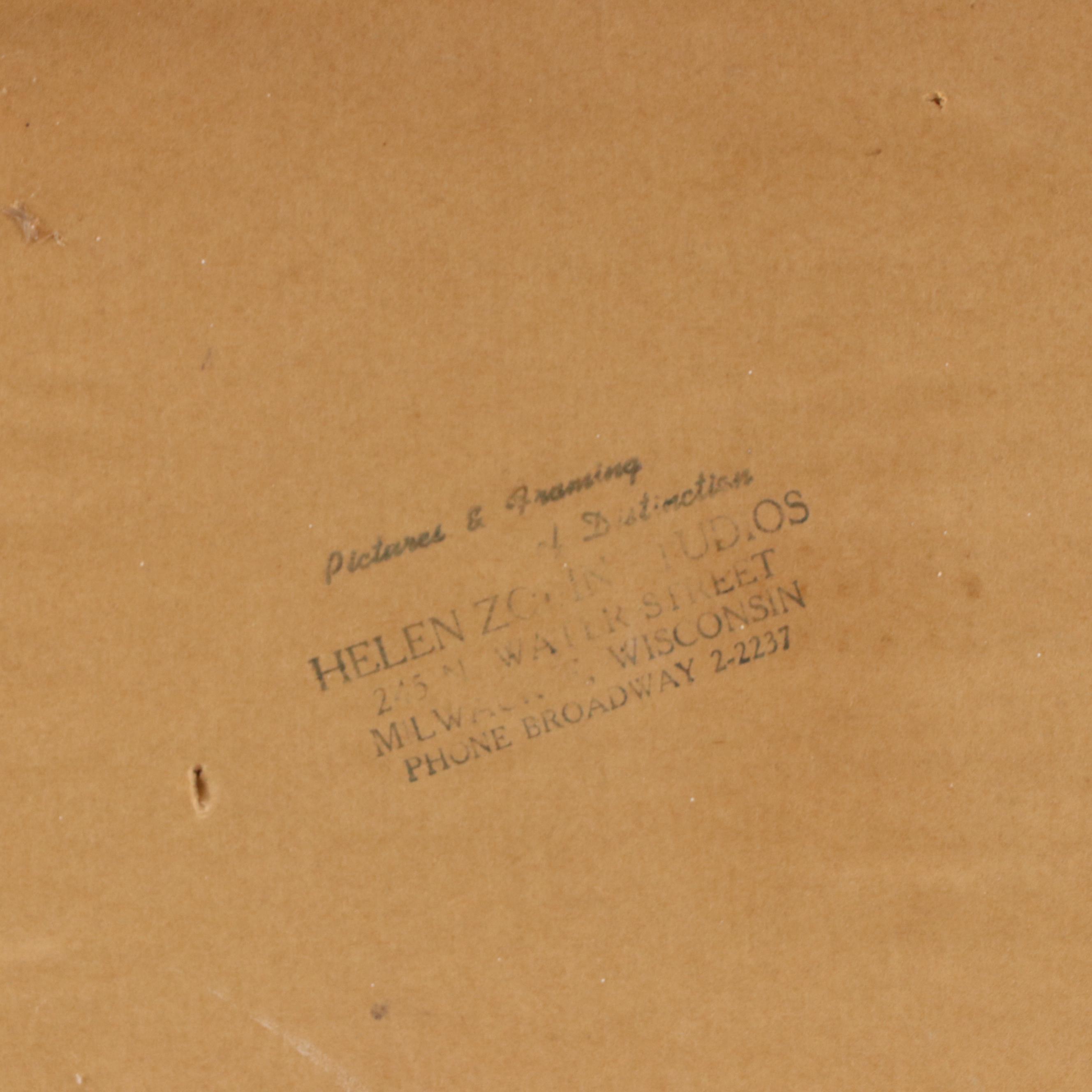 Watercolor and Gouache Painting of Street Scene, Mid–Late 20th Century