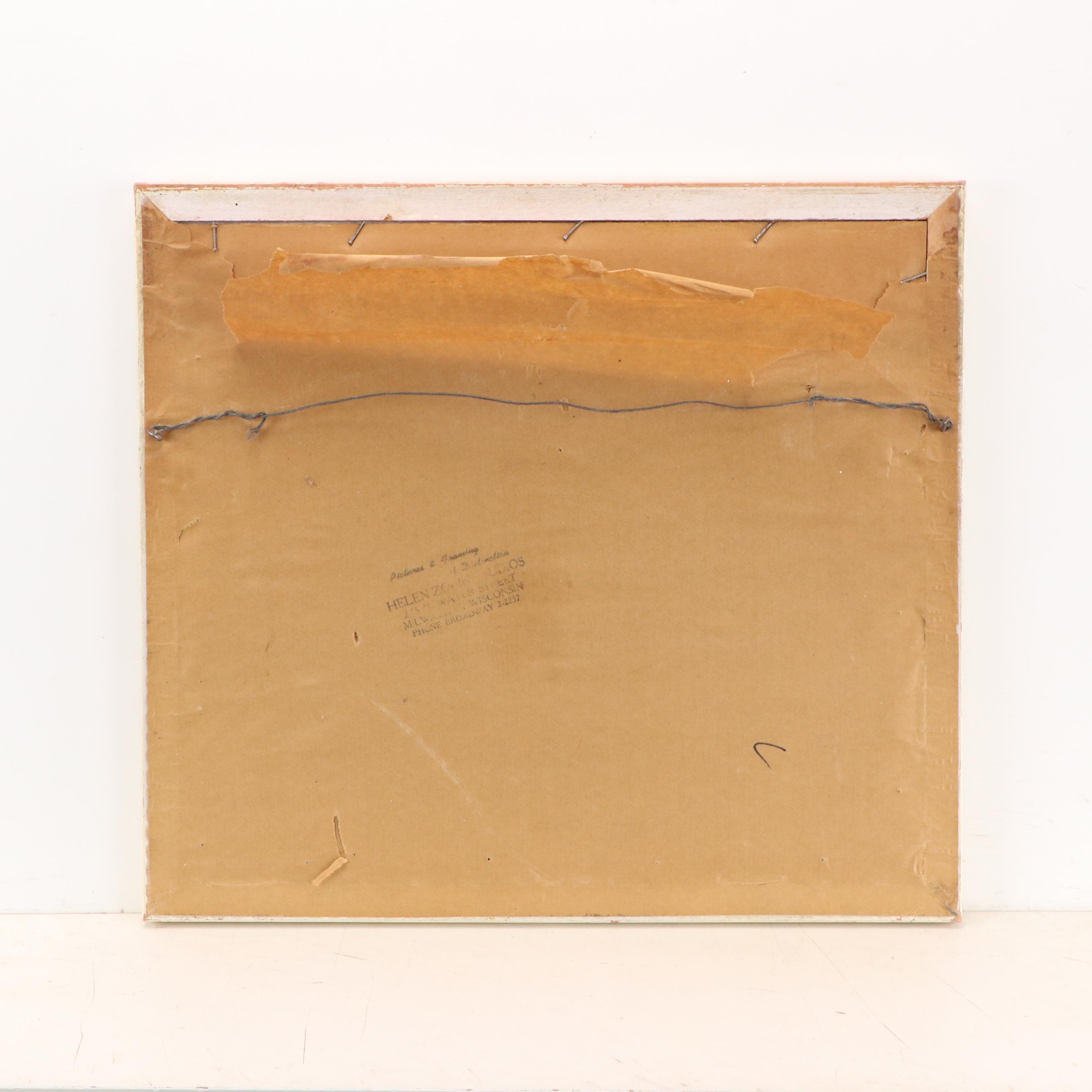 Watercolor and Gouache Painting of Street Scene, Mid–Late 20th Century