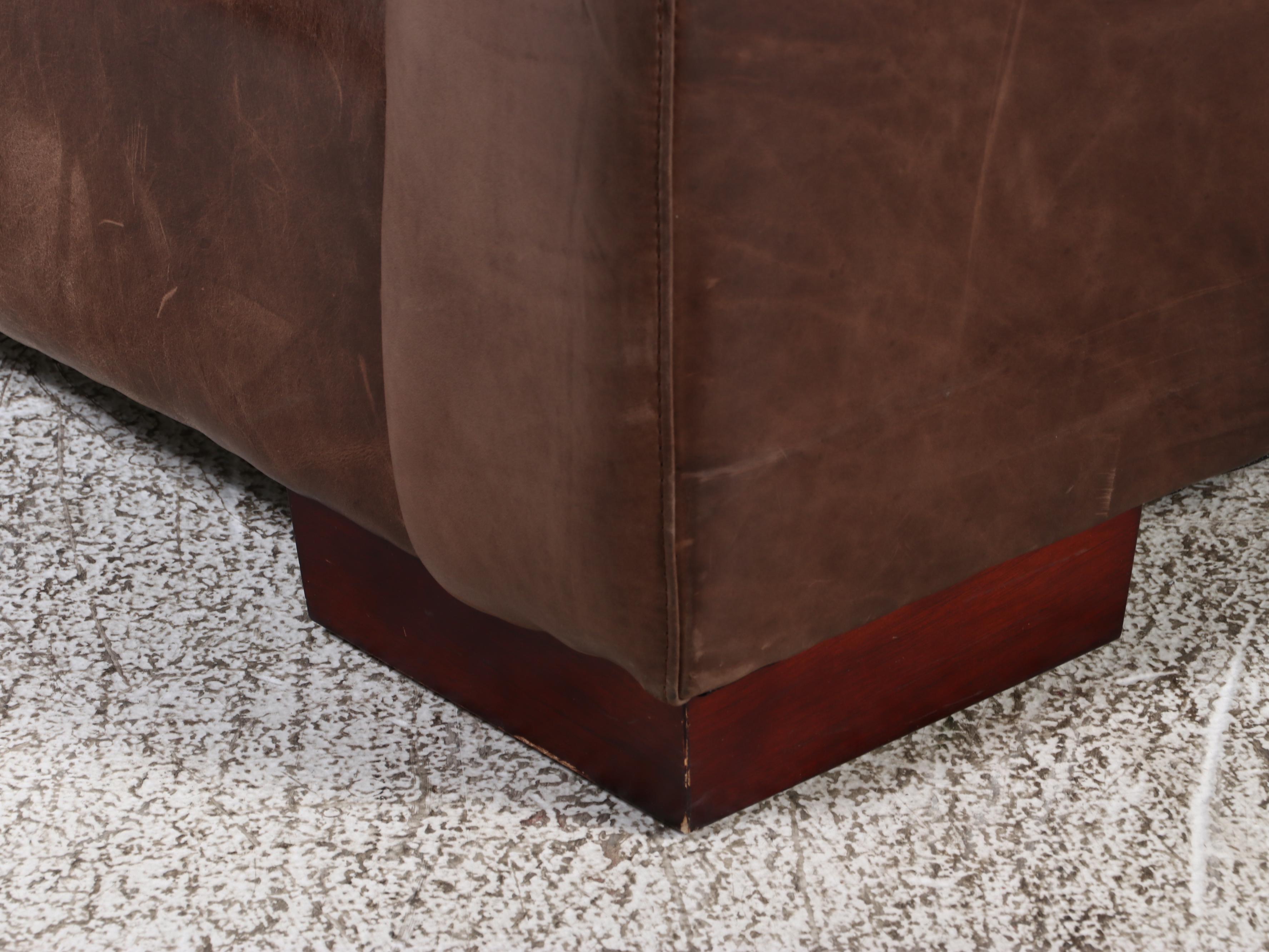 USA Premium Leather Furniture Co. Brown Leather Three-Seat Sofa