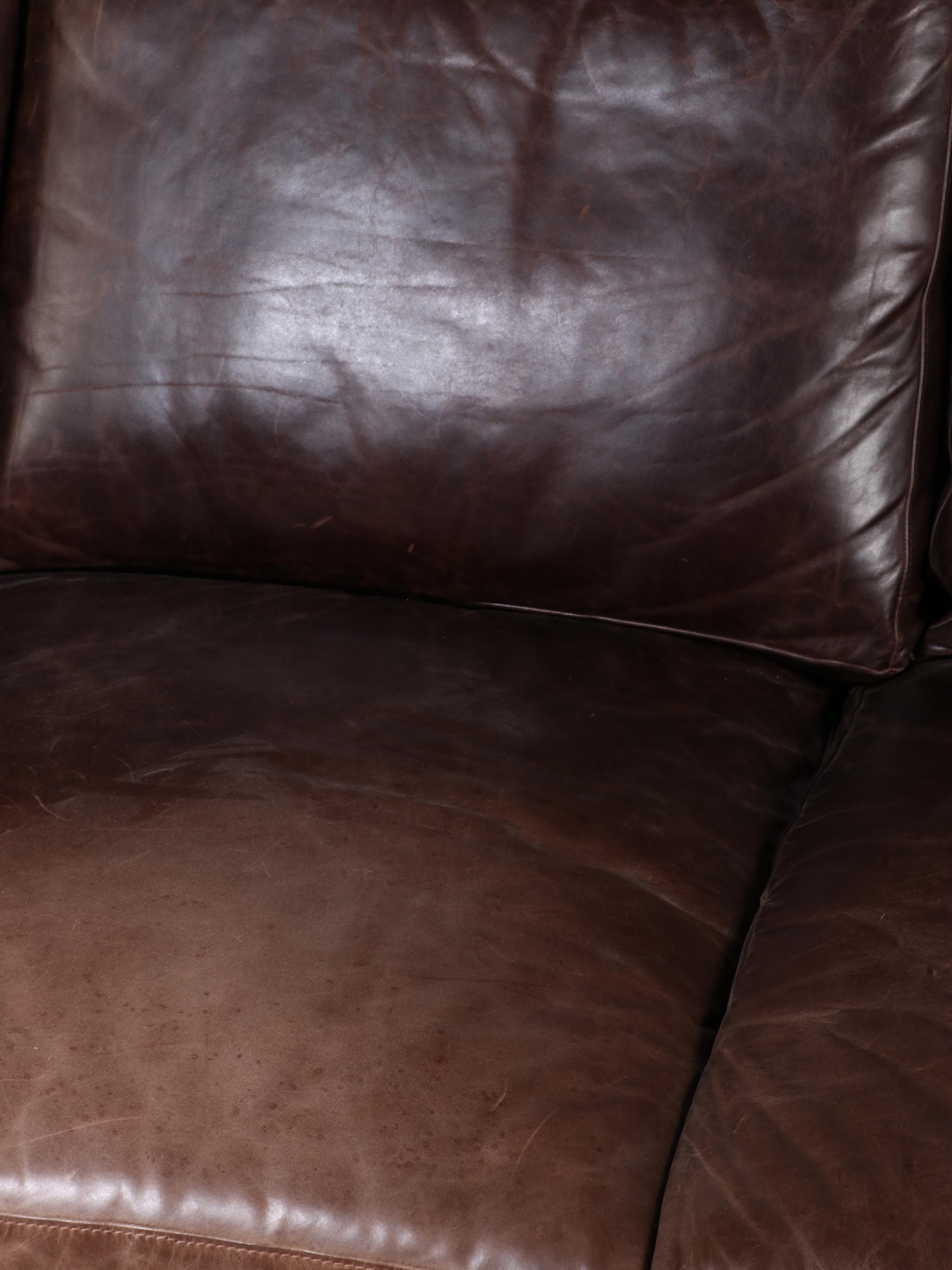 USA Premium Leather Furniture Co. Brown Leather Three-Seat Sofa