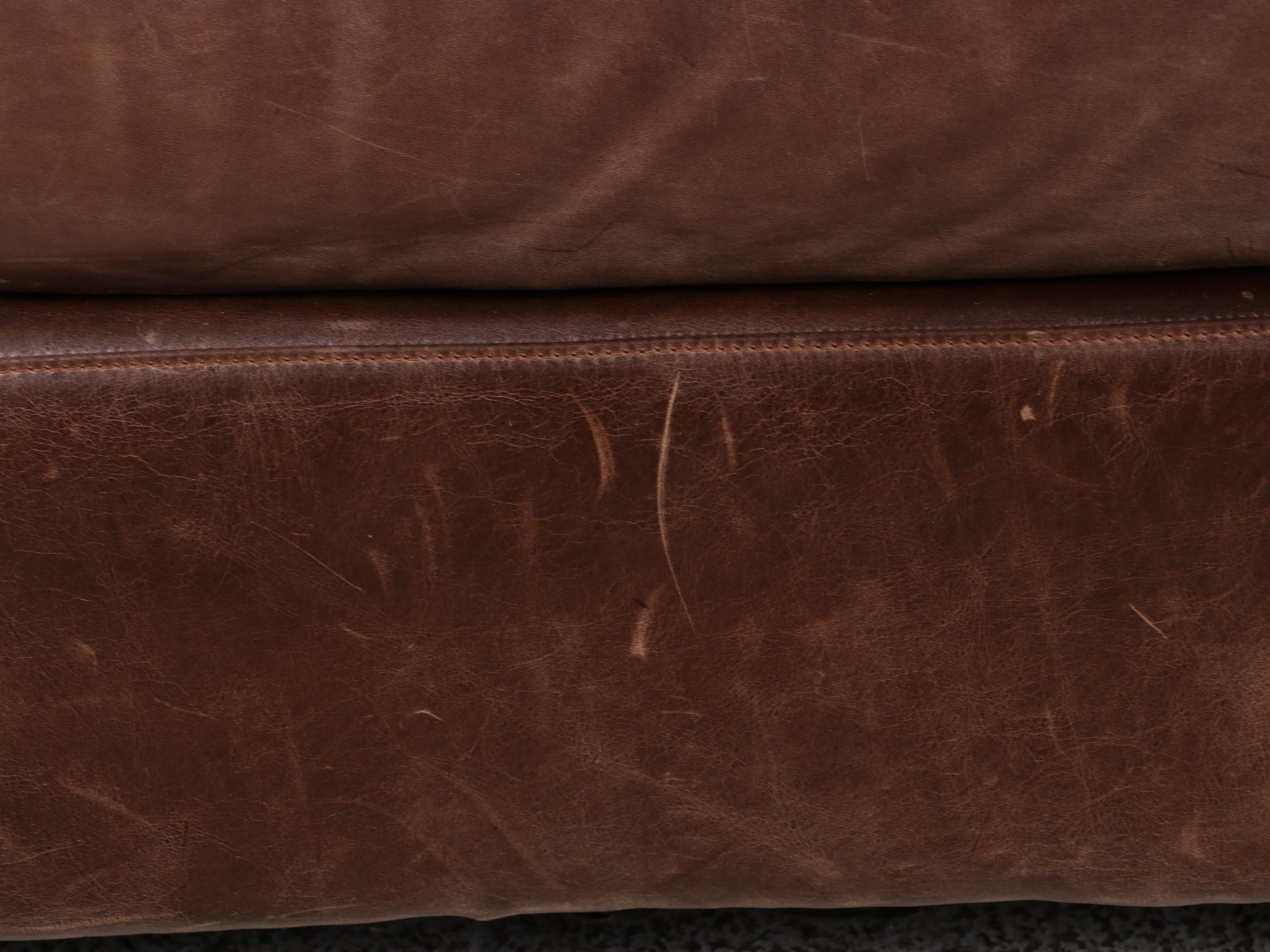 USA Premium Leather Furniture Co. Brown Leather Three-Seat Sofa
