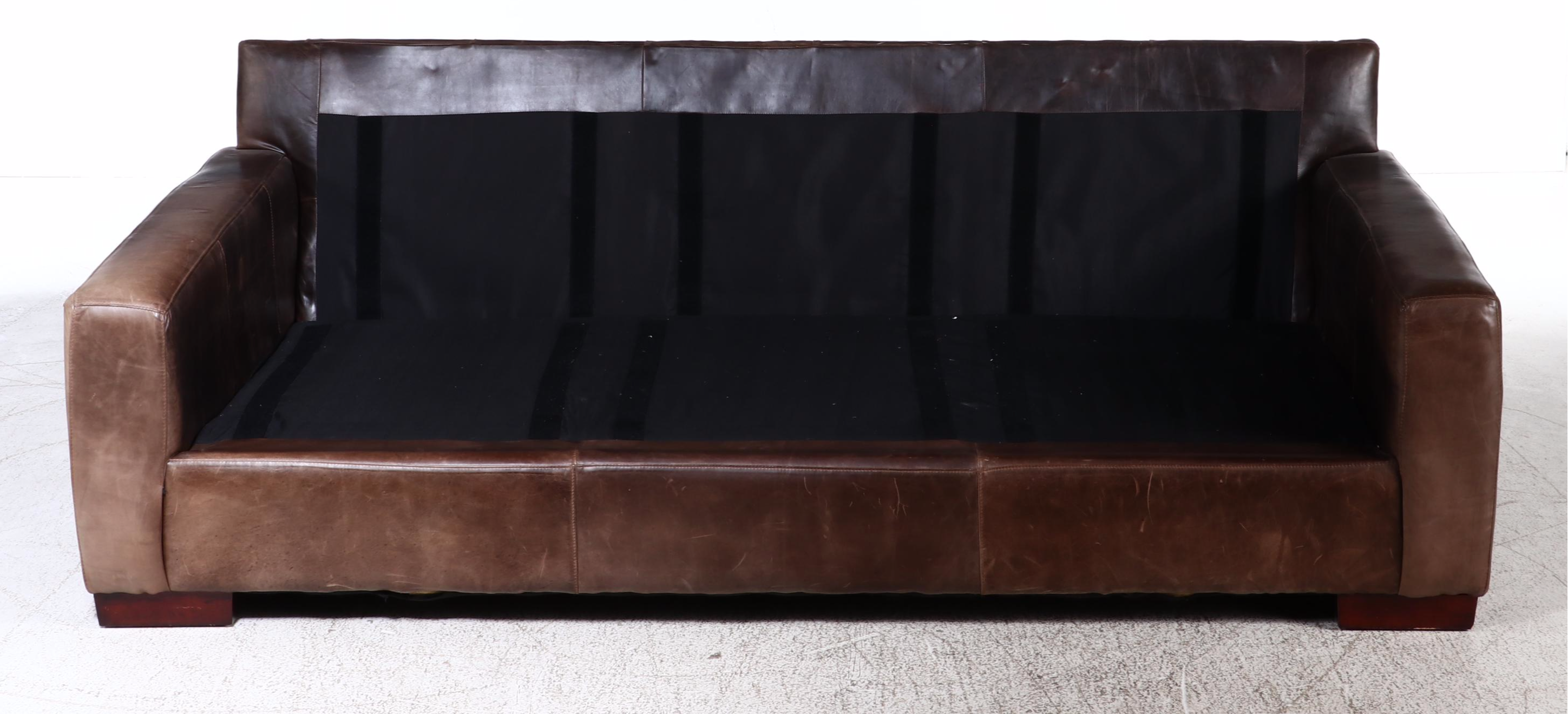 USA Premium Leather Furniture Co. Brown Leather Three-Seat Sofa