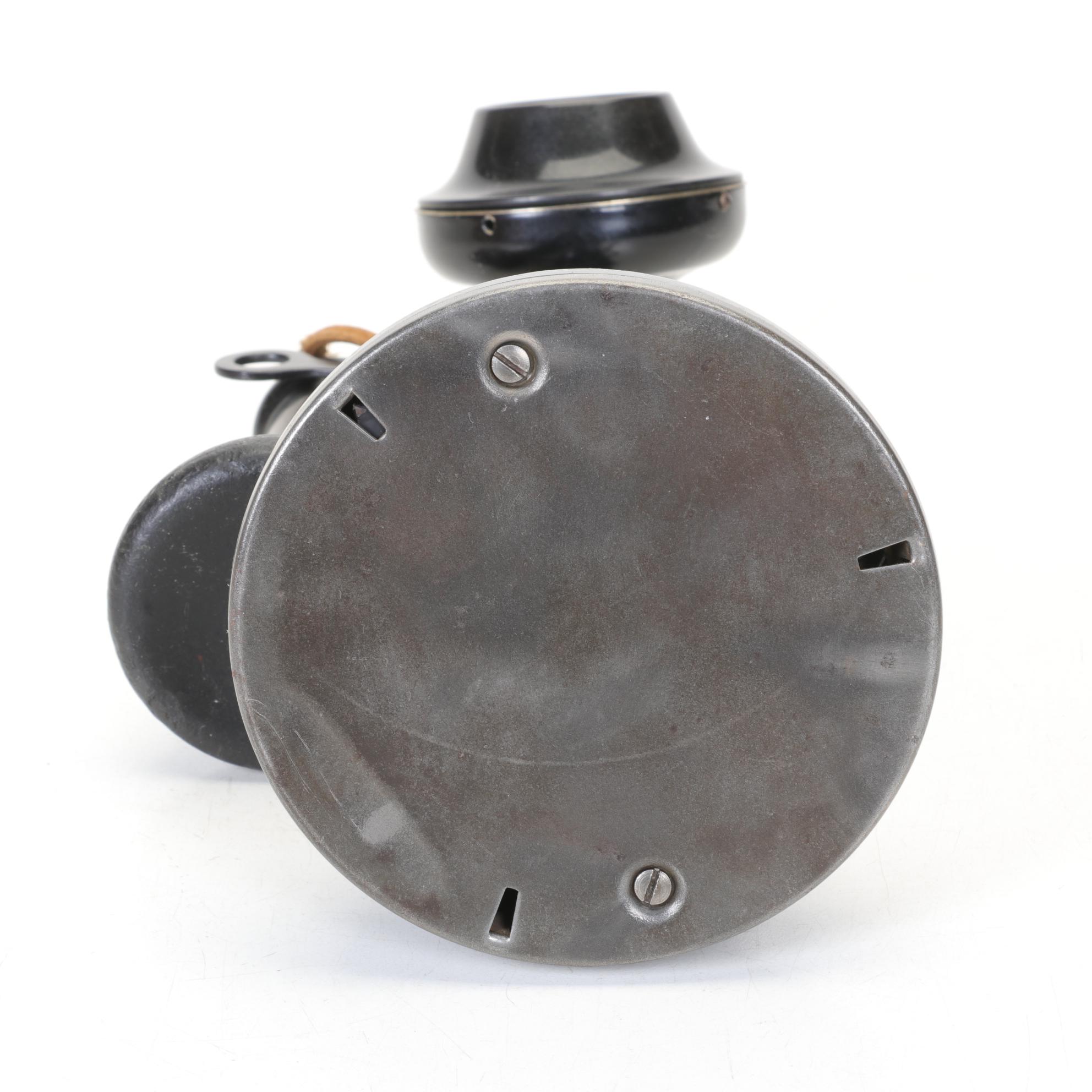 Antique Candlestick Telephone and Wood Hand Crank Ringer Box