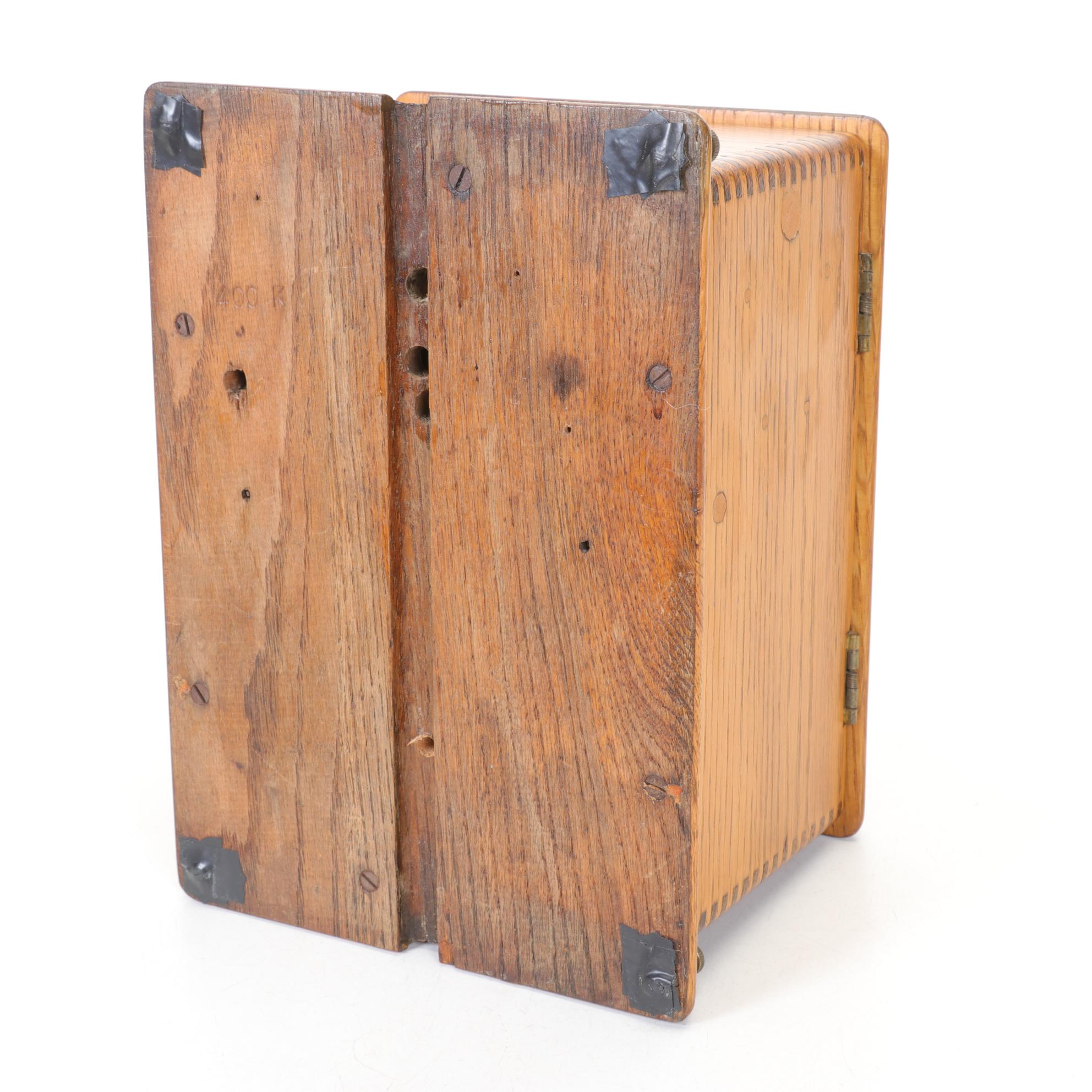 Antique Candlestick Telephone and Wood Hand Crank Ringer Box