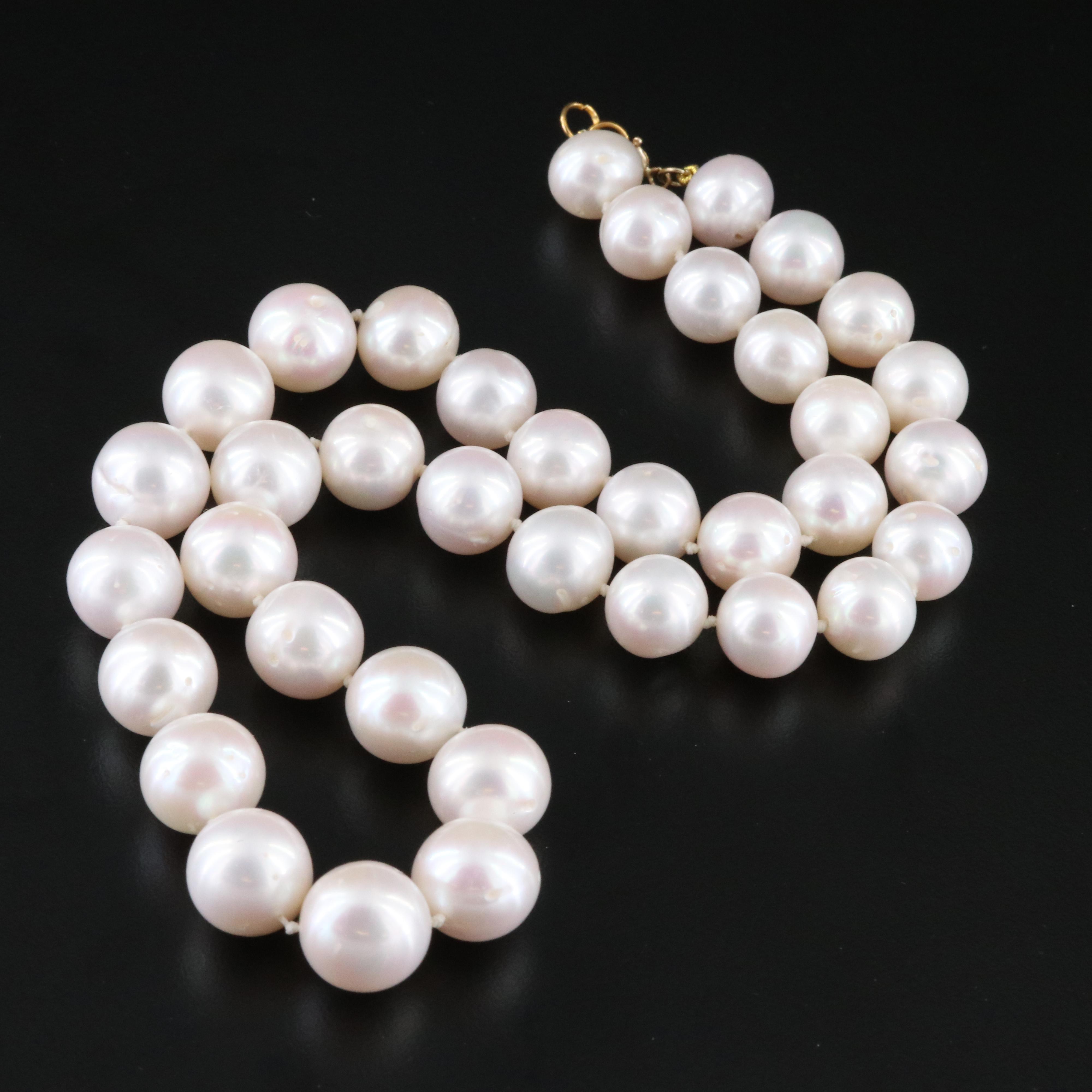 10.30 – 12.80 MM Pearl Necklace with 14K Clasp