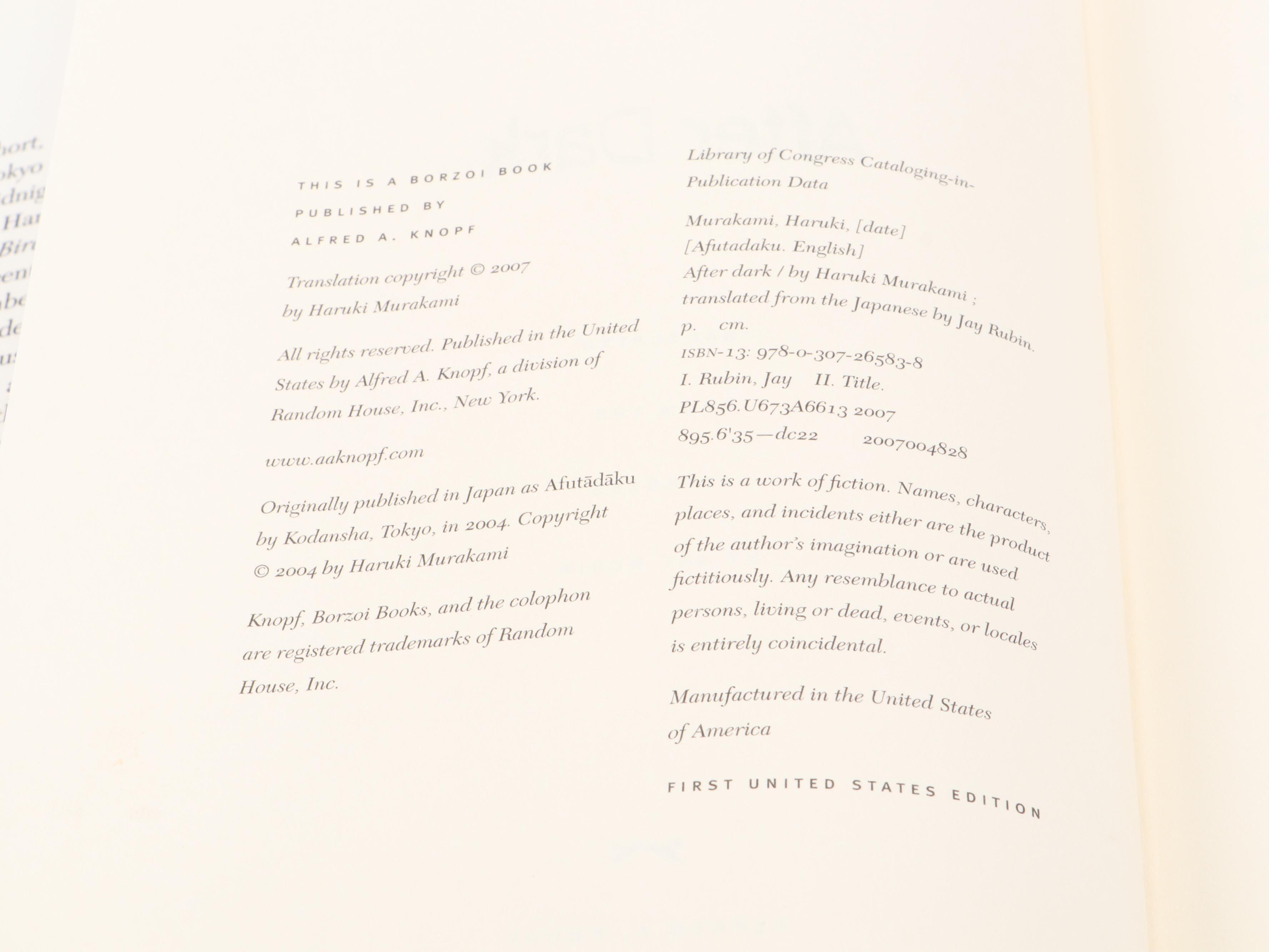 First Edition Haruki Murakami Books Including "The Wind-Up Bird Chronicle"