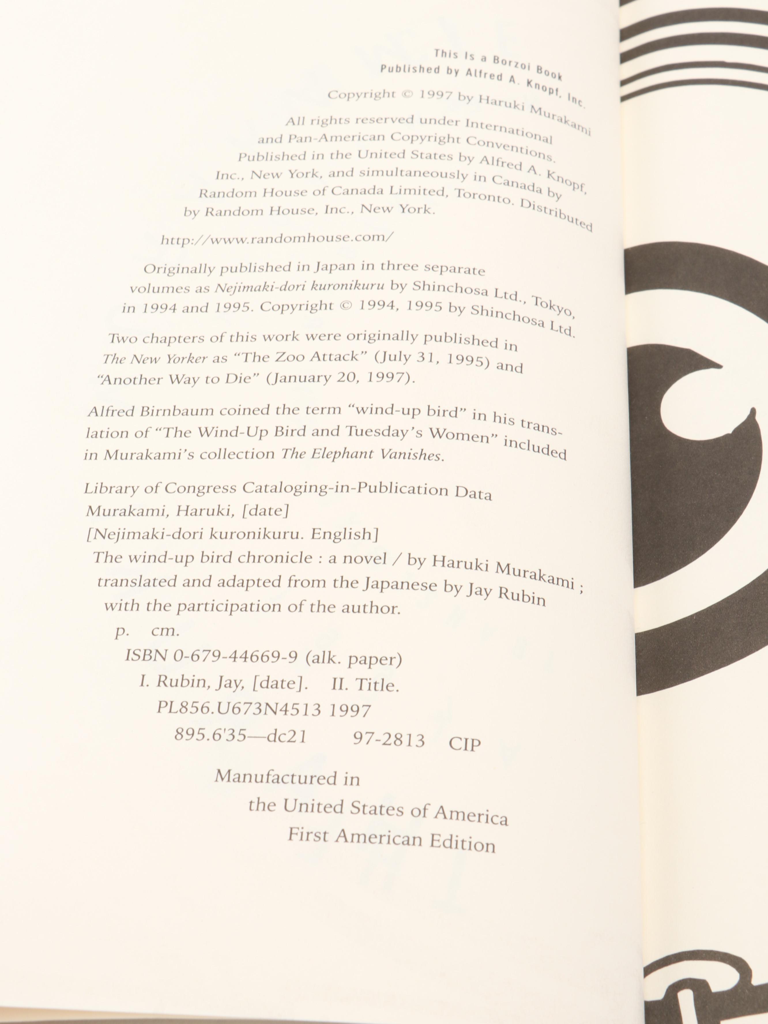 First Edition Haruki Murakami Books Including "The Wind-Up Bird Chronicle"