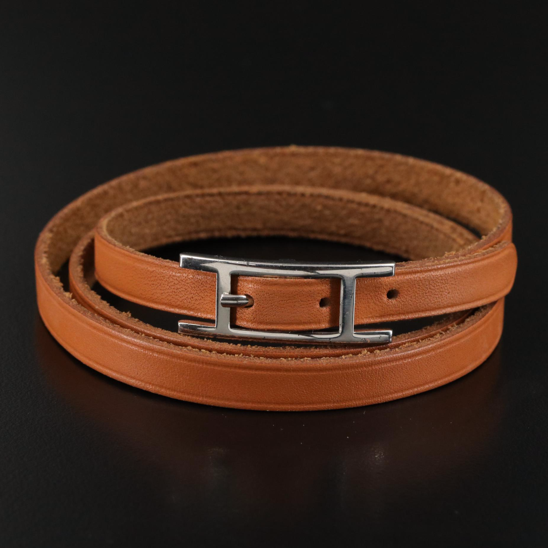 Hermès Hapi Triple Tour Leather Bracelet