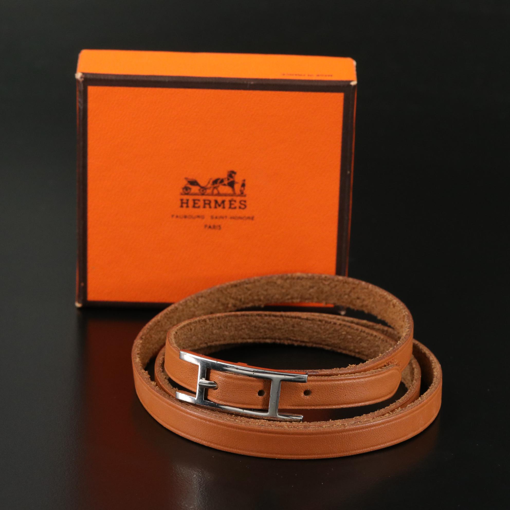 Hermès Hapi Triple Tour Leather Bracelet