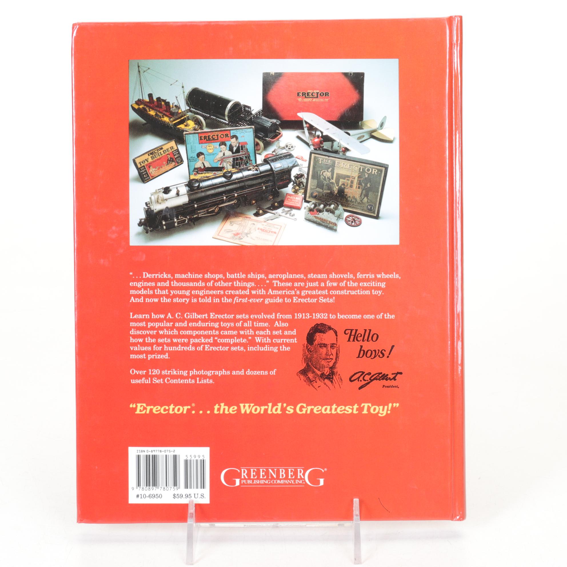 Two Gilbert Erector Set Metal Boxes with Parts and Greenberg's Guide Book