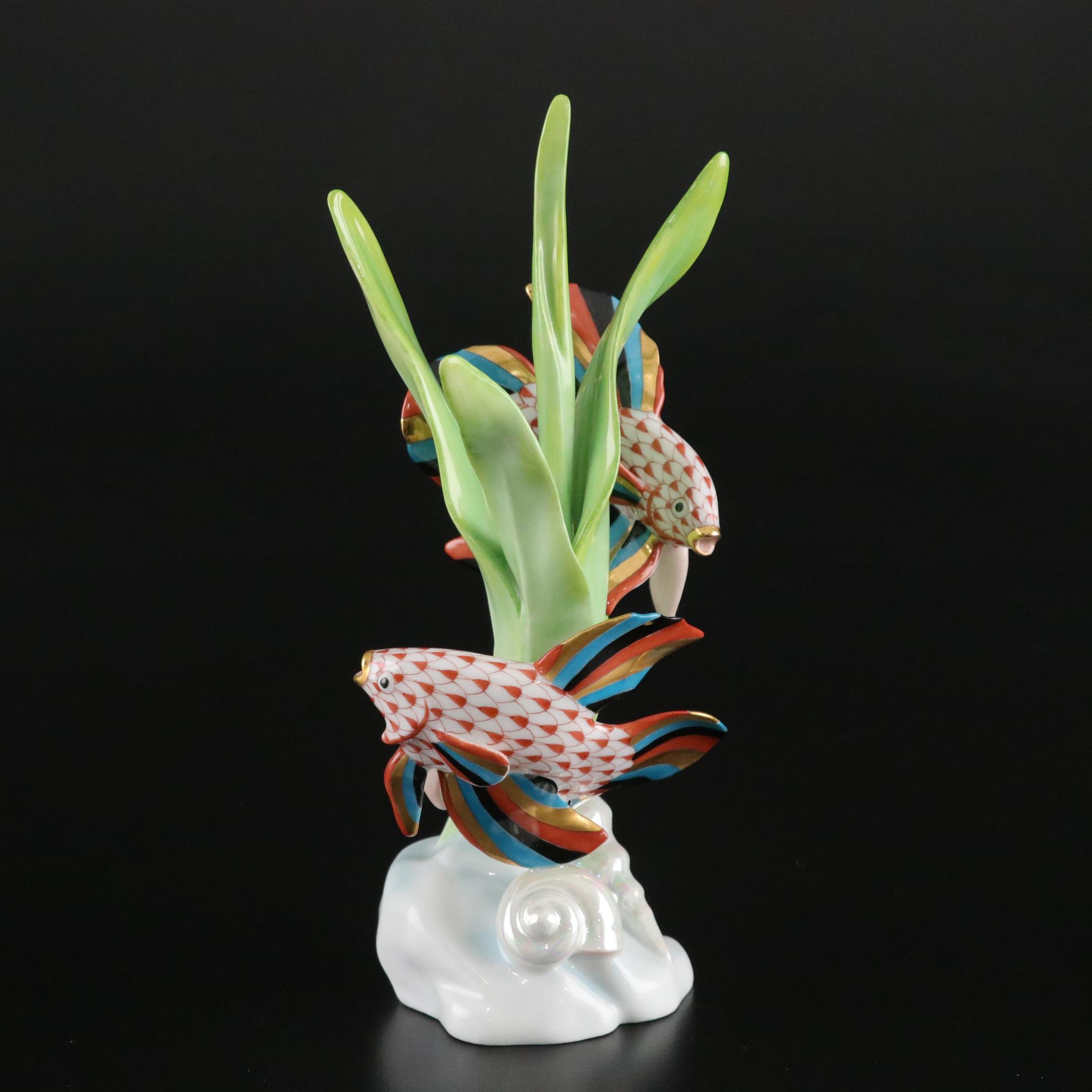 Herend Rust Fishnet with Gold "Betta Fish" Porcelain Figurine