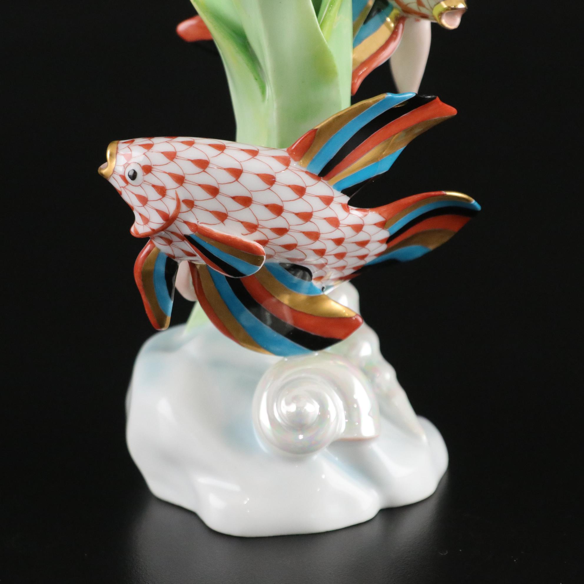 Herend Rust Fishnet with Gold "Betta Fish" Porcelain Figurine