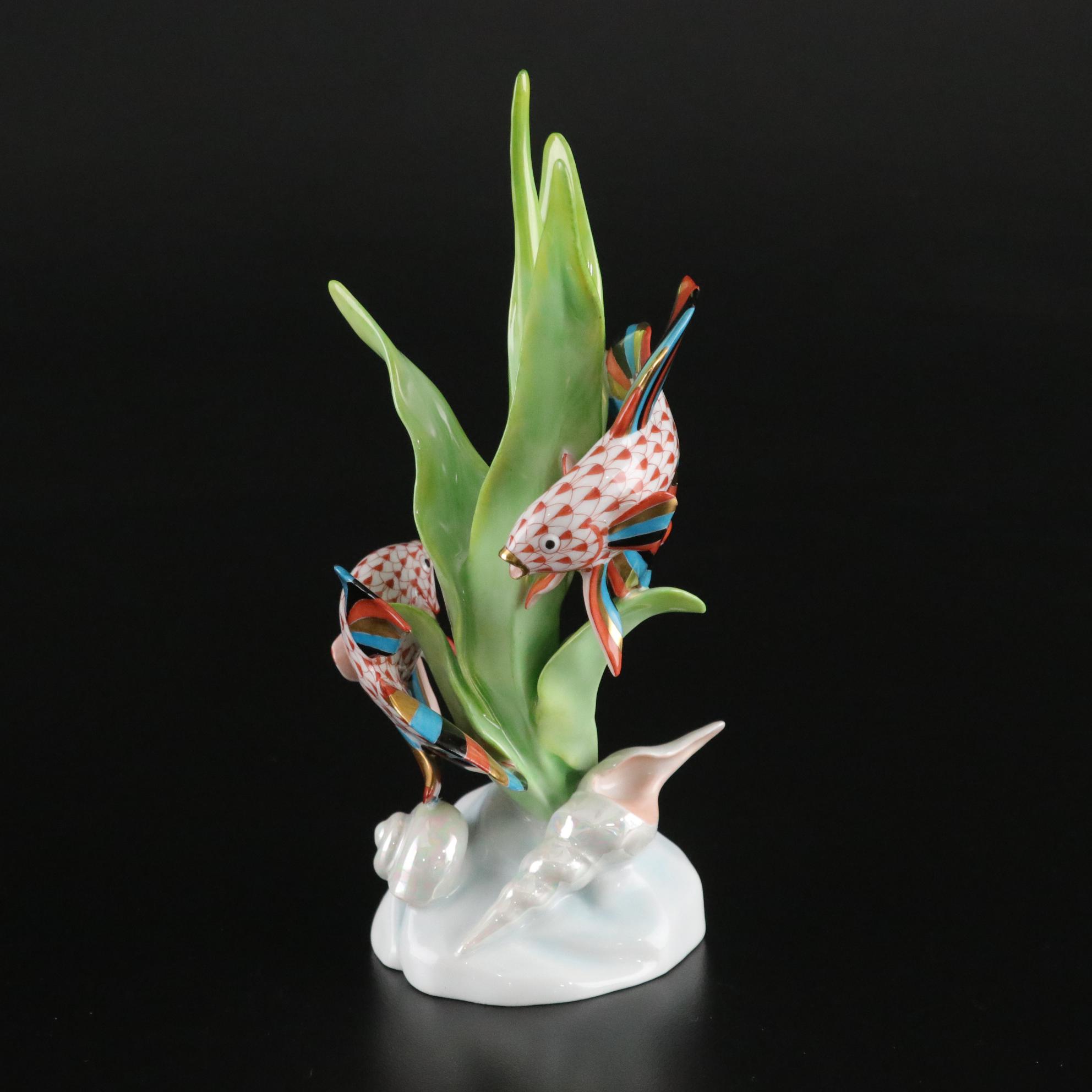 Herend Rust Fishnet with Gold "Betta Fish" Porcelain Figurine