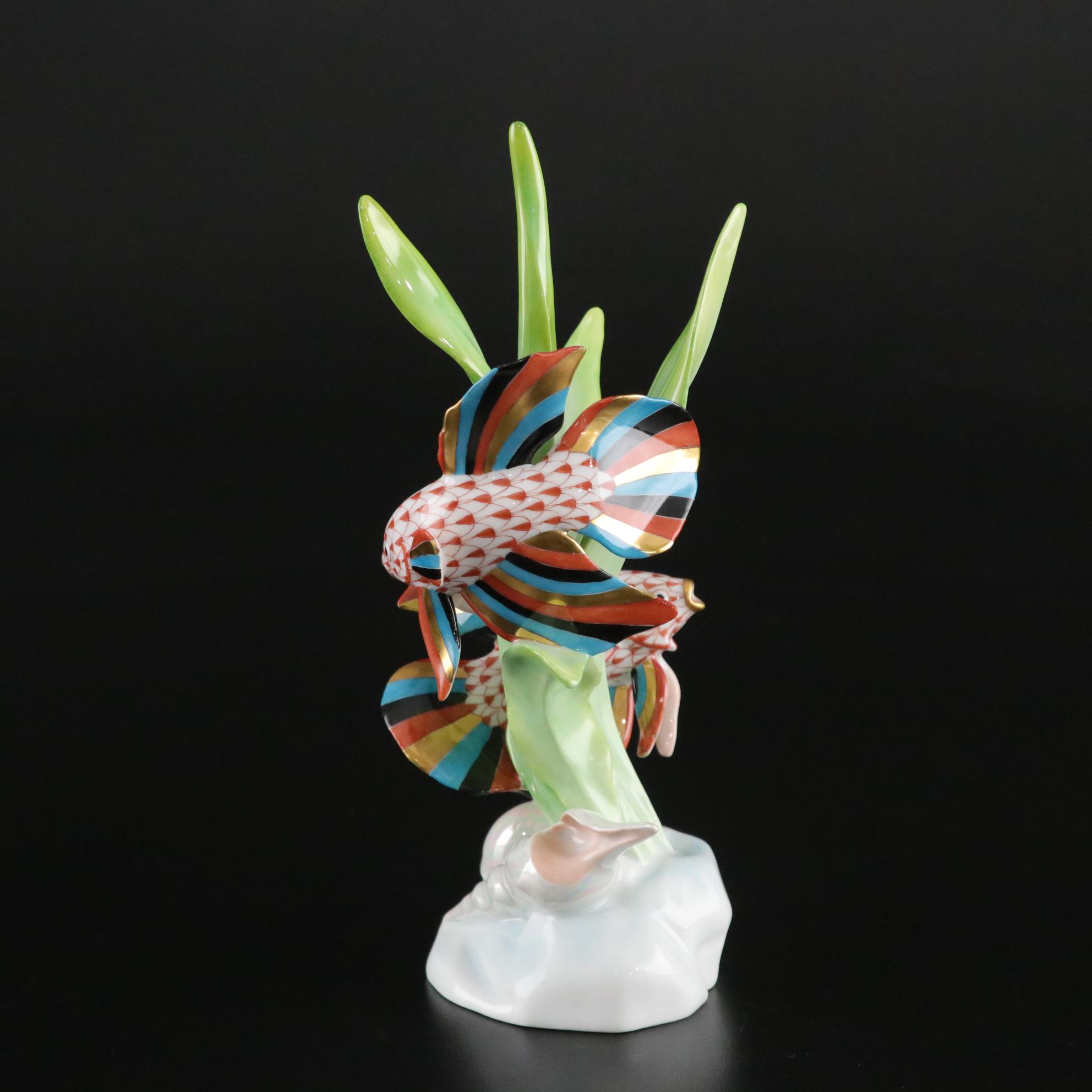 Herend Rust Fishnet with Gold "Betta Fish" Porcelain Figurine