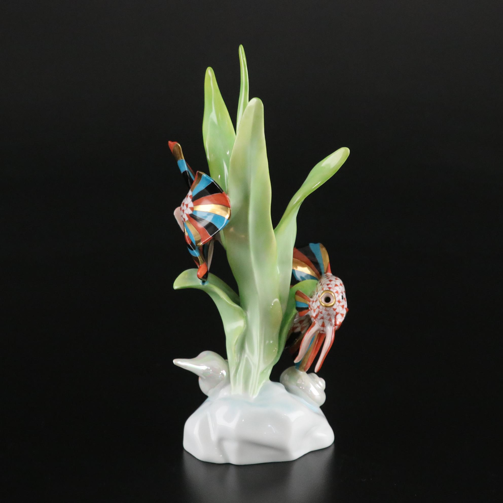 Herend Rust Fishnet with Gold "Betta Fish" Porcelain Figurine