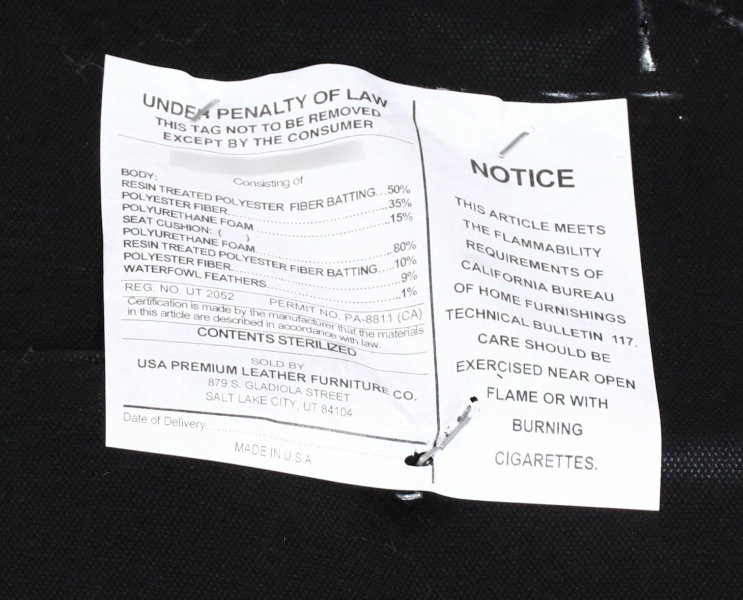 USA Premium Leather Furniture Co. Brown Leather Three-Seat Sofa