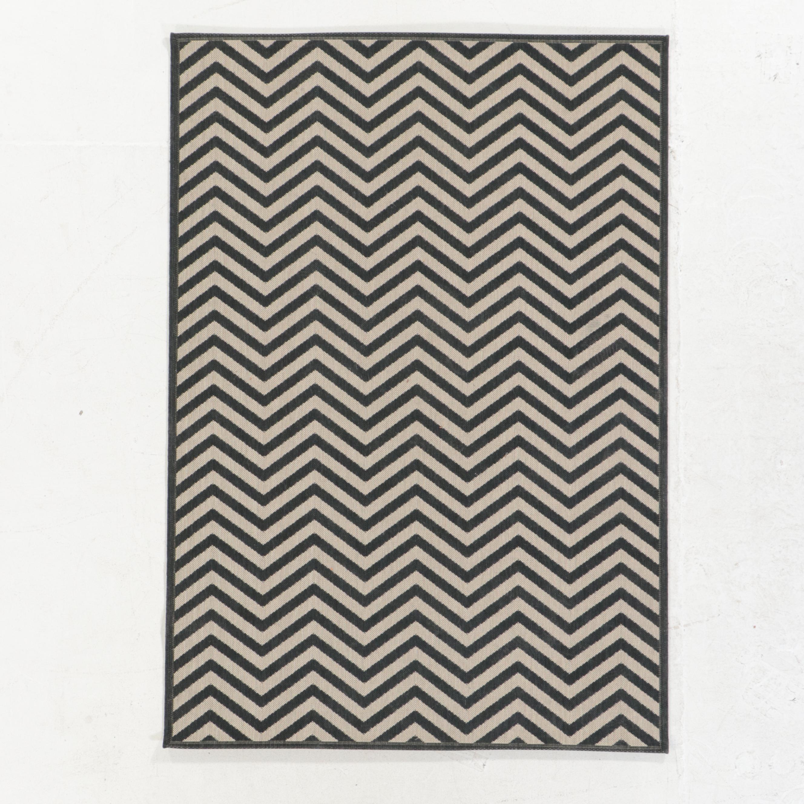 Three Machine Made Chevron Patterned Area Rugs