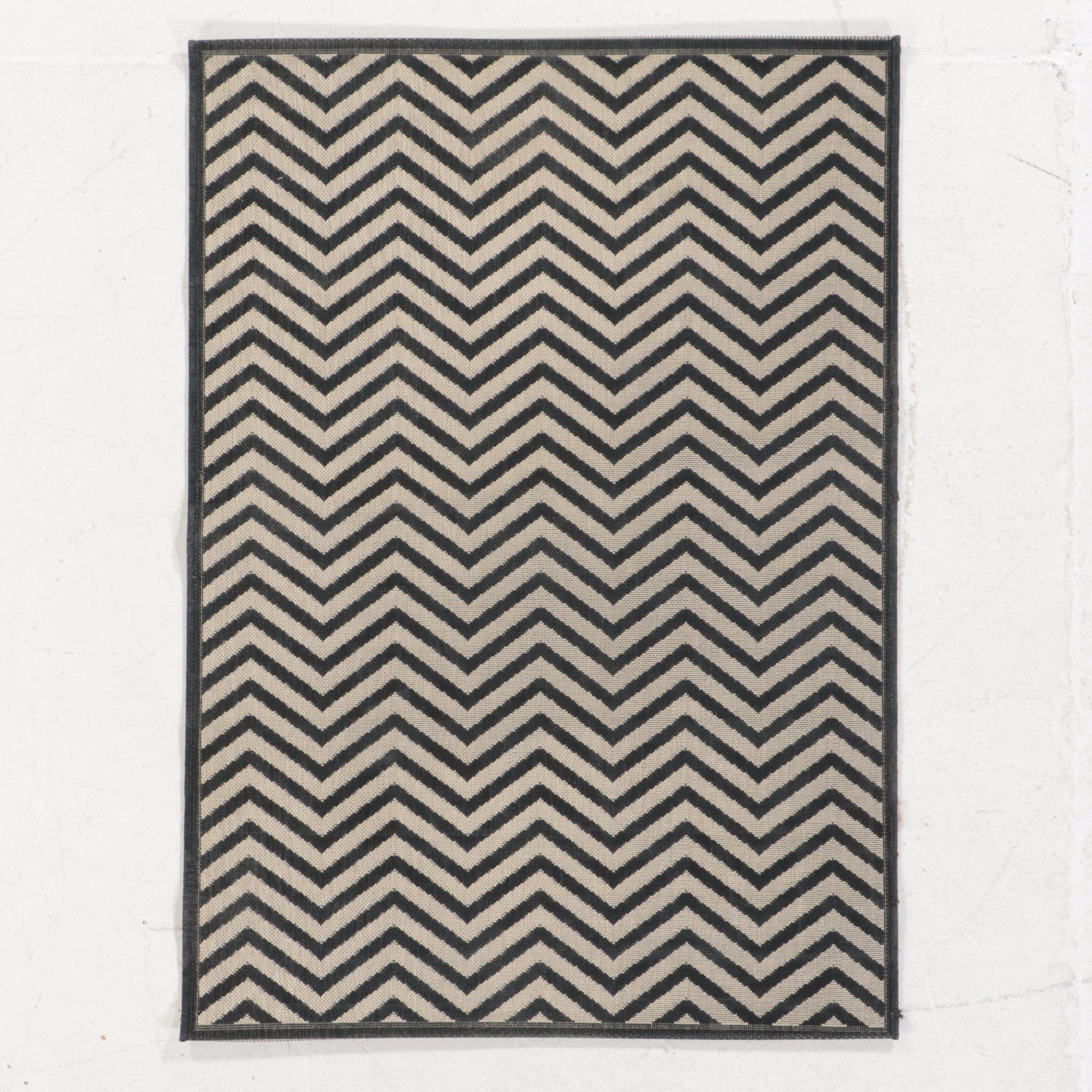 Three Machine Made Chevron Patterned Area Rugs