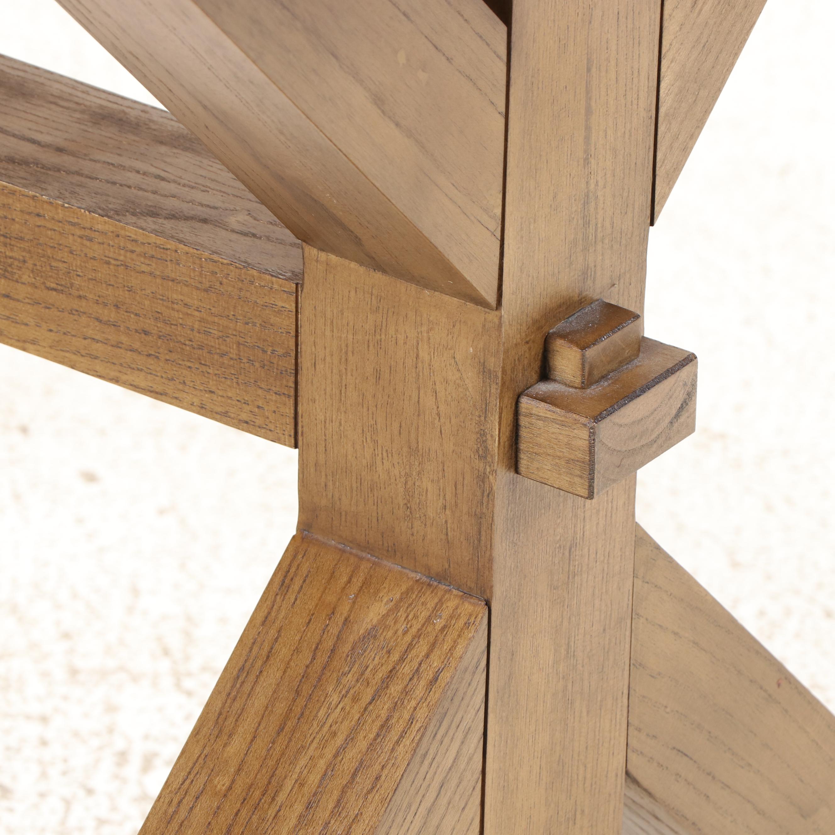 Contemporary Wood and Metal Trestle Table