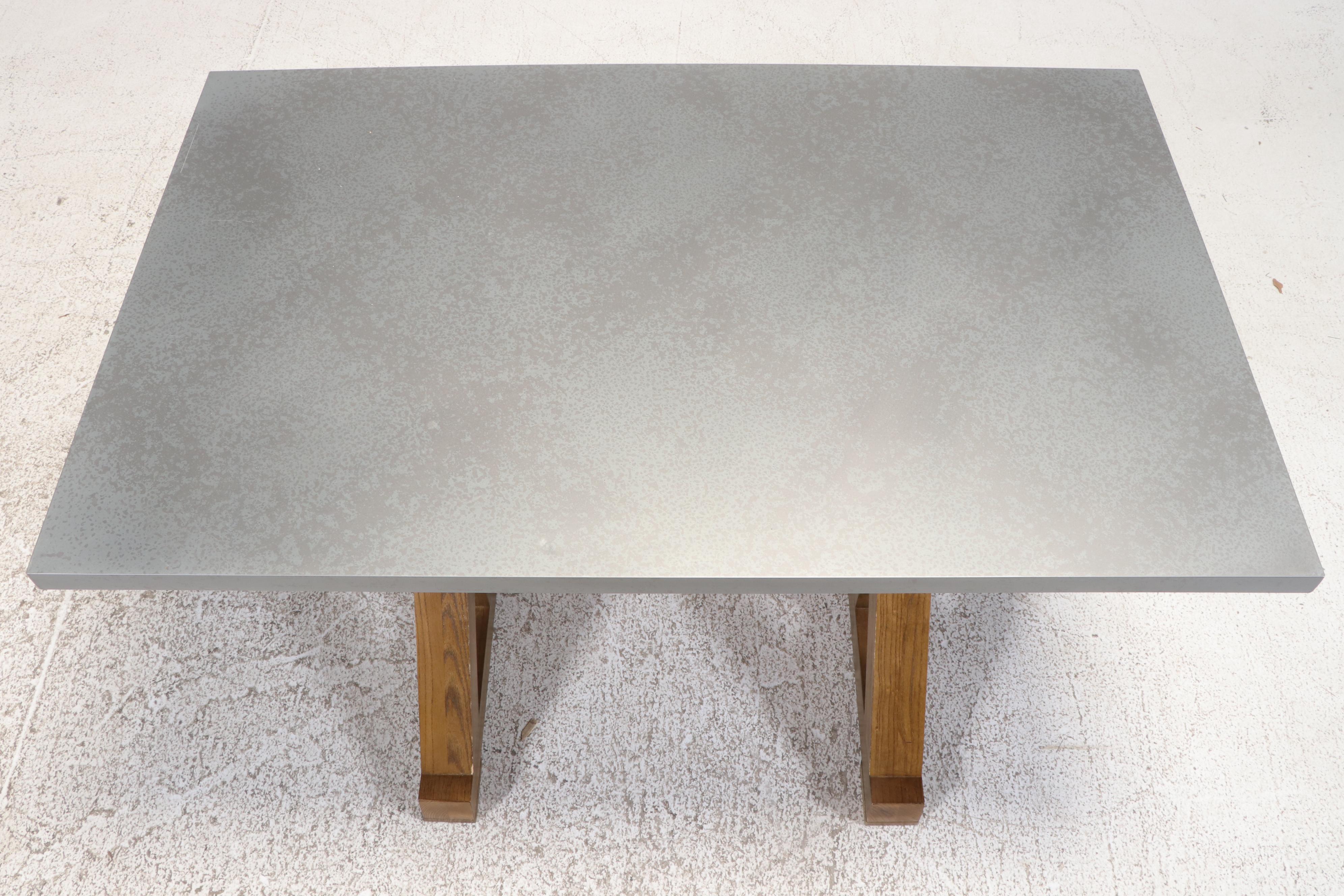 Contemporary Wood and Metal Trestle Table