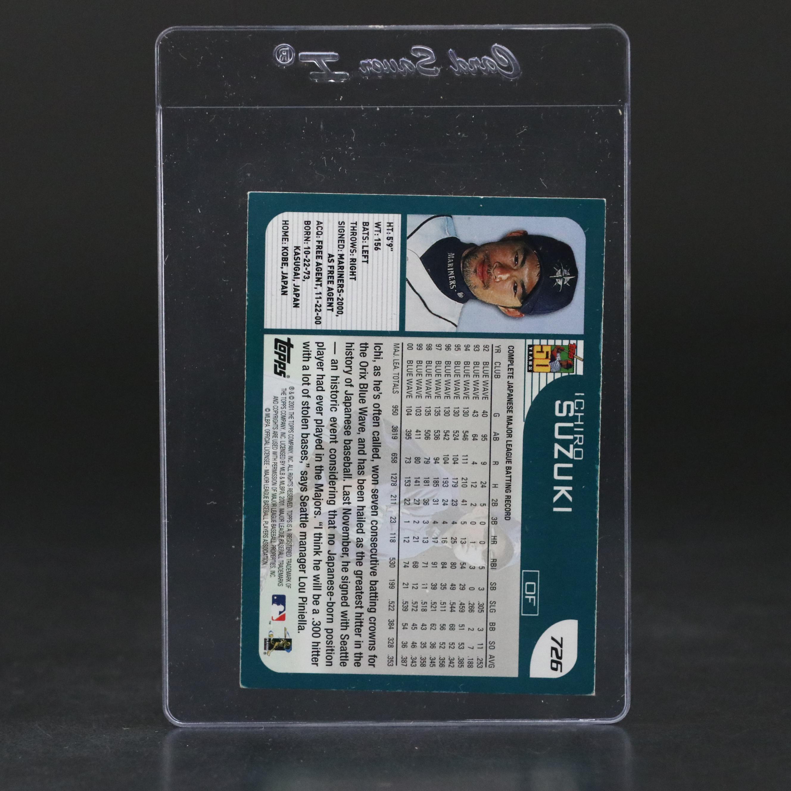 2001 Topps Ichiro Suzuki Seattle Mariners Rookie Baseball Card