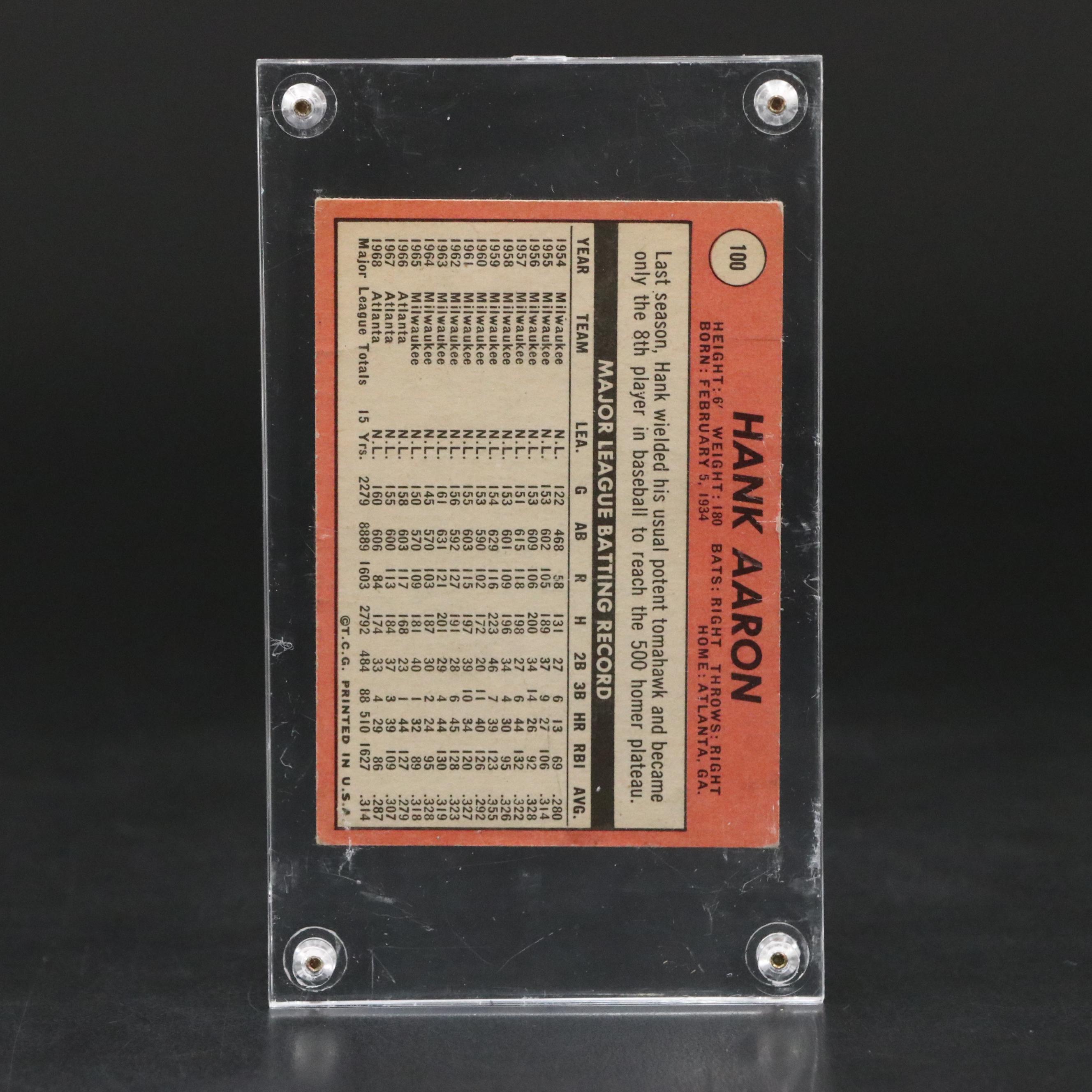 1969 Topps Hank Aaron Atlanta Braves Baseball Card