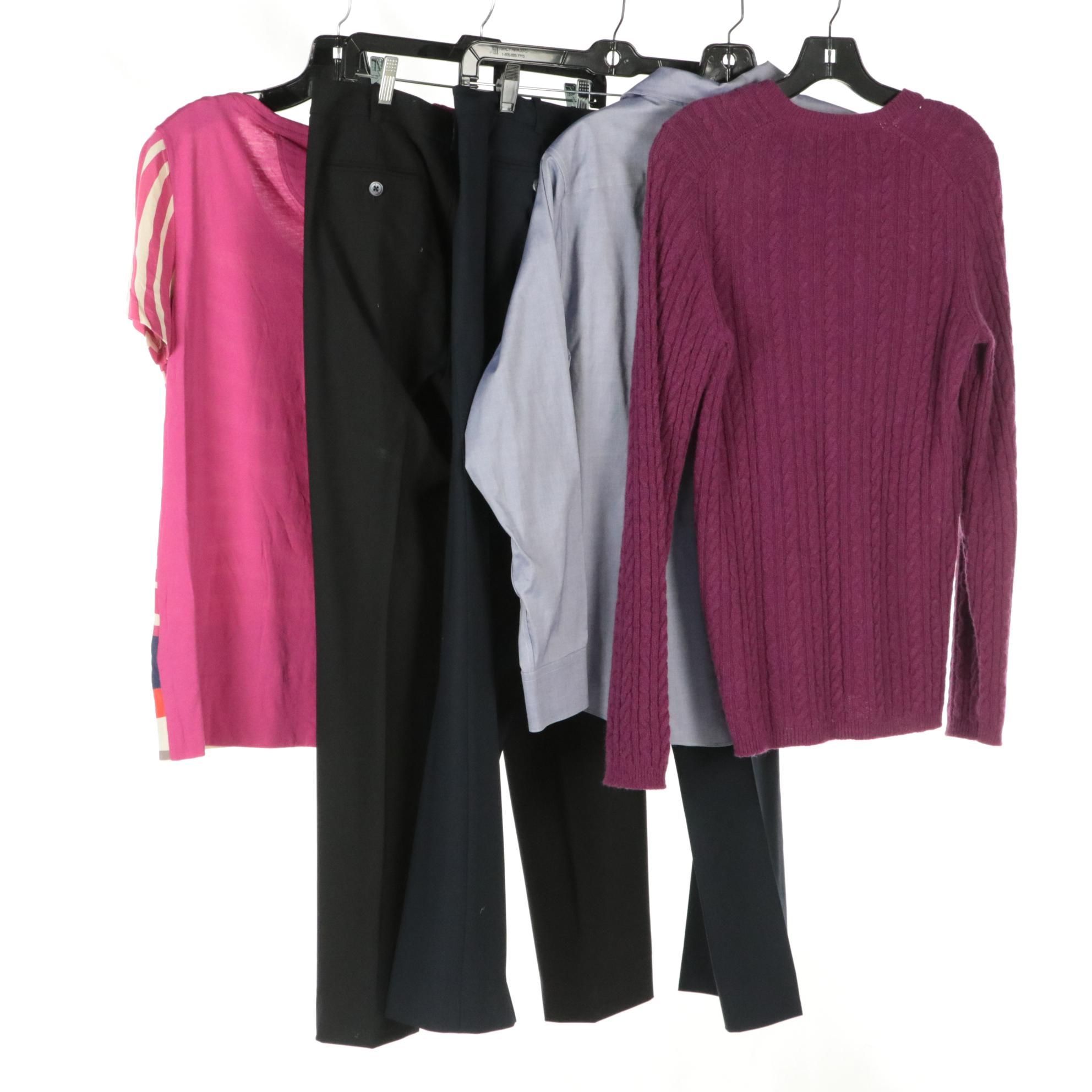 Brooks Brothers Dress Pants, Cashmere Sweater & Button-Down, Tory Burch T-Shirt