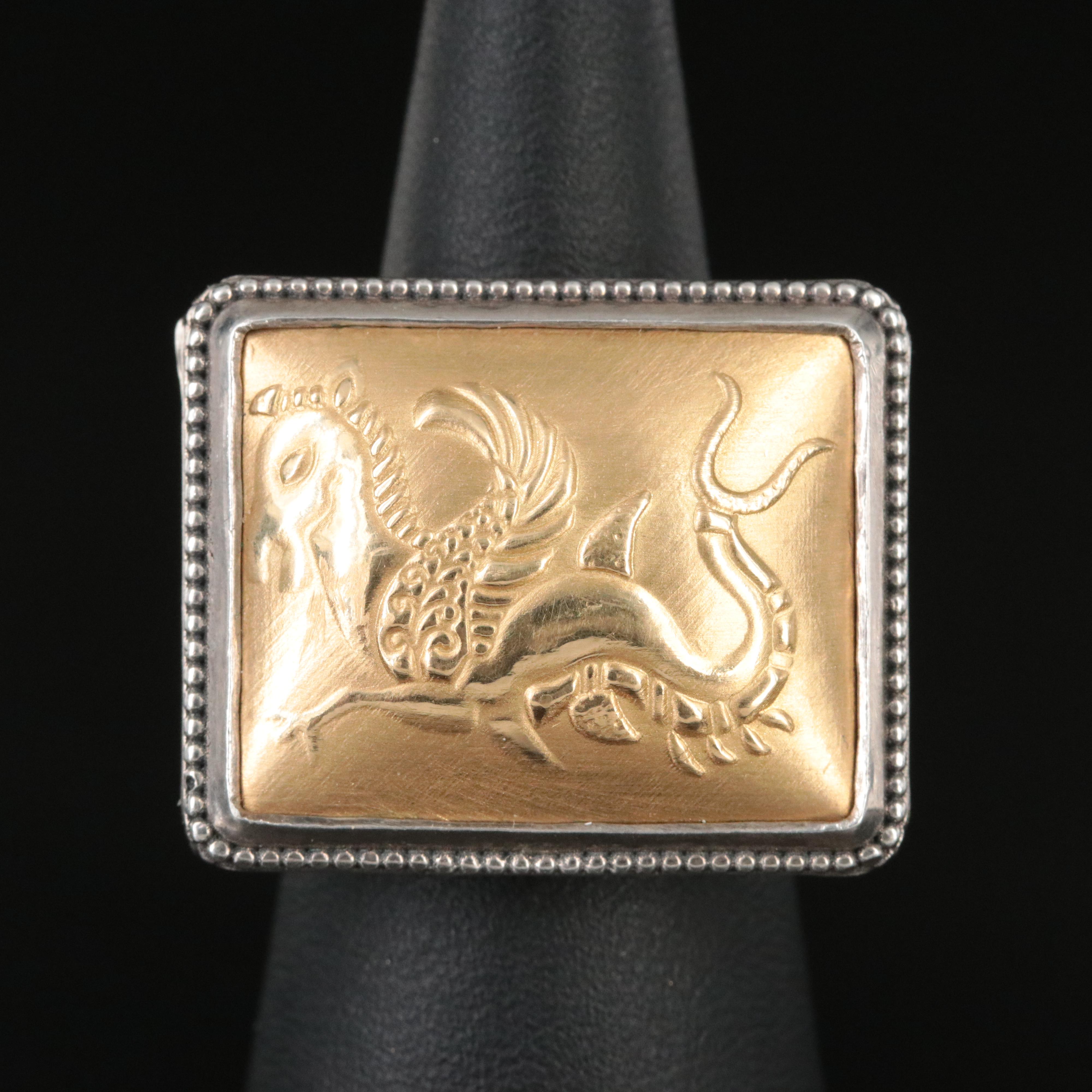 Konstantino Sterling and 18K Pegasus Ring
