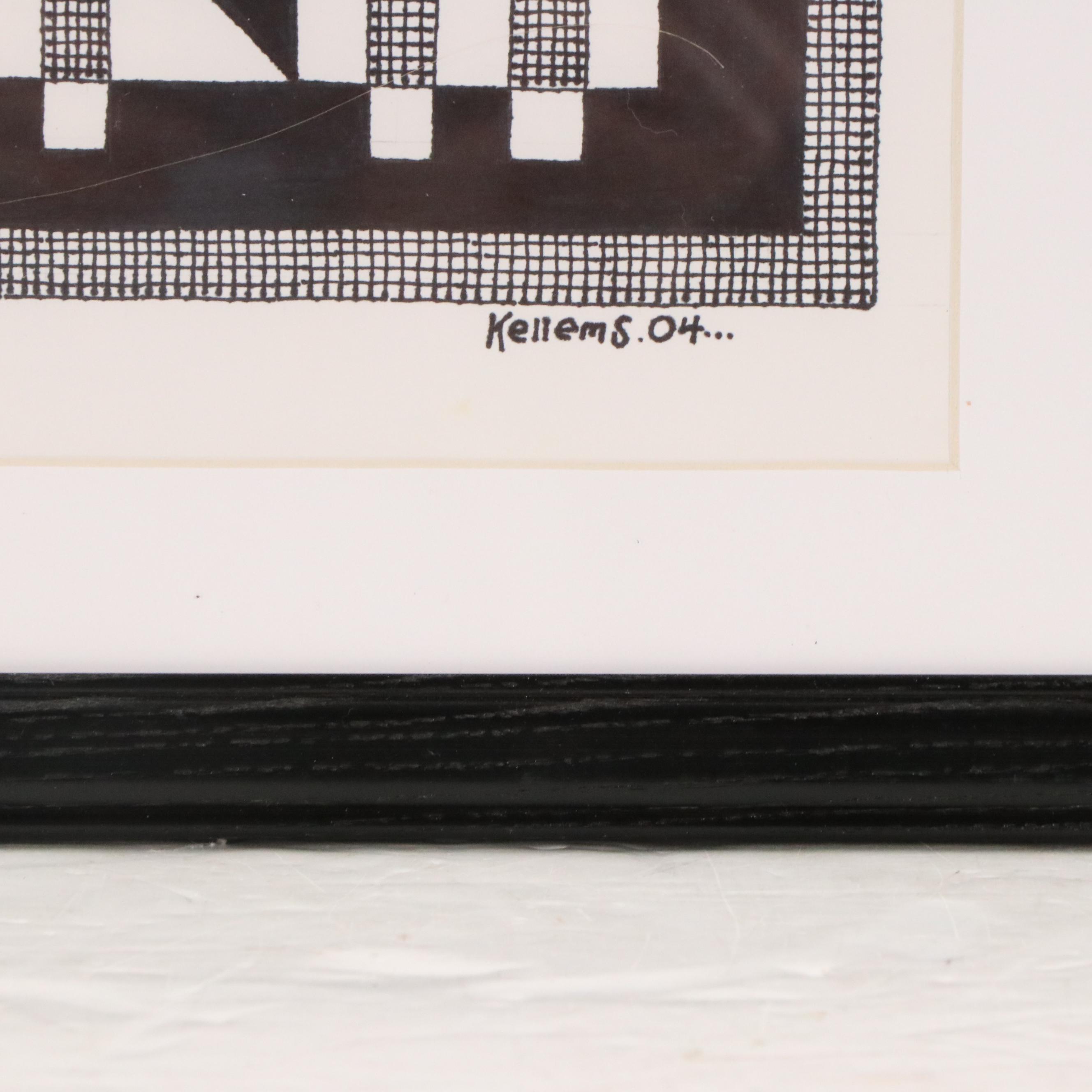 Jerry Kellems Abstract Ink Drawing, 2004