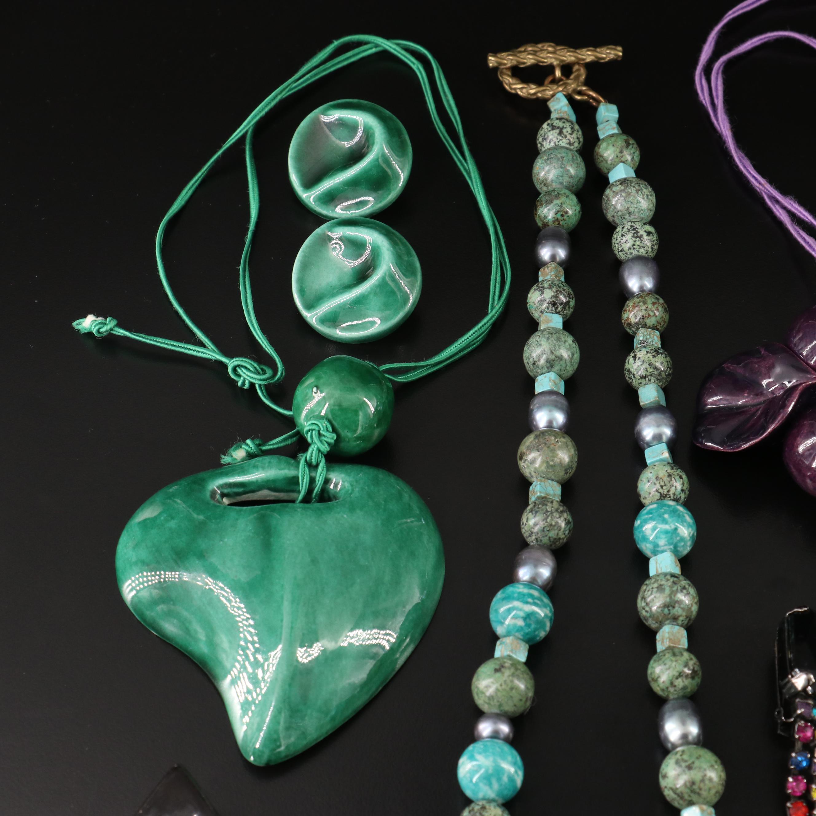 Jewelry Collection Including Les Bernard, Amazonite and Pearl