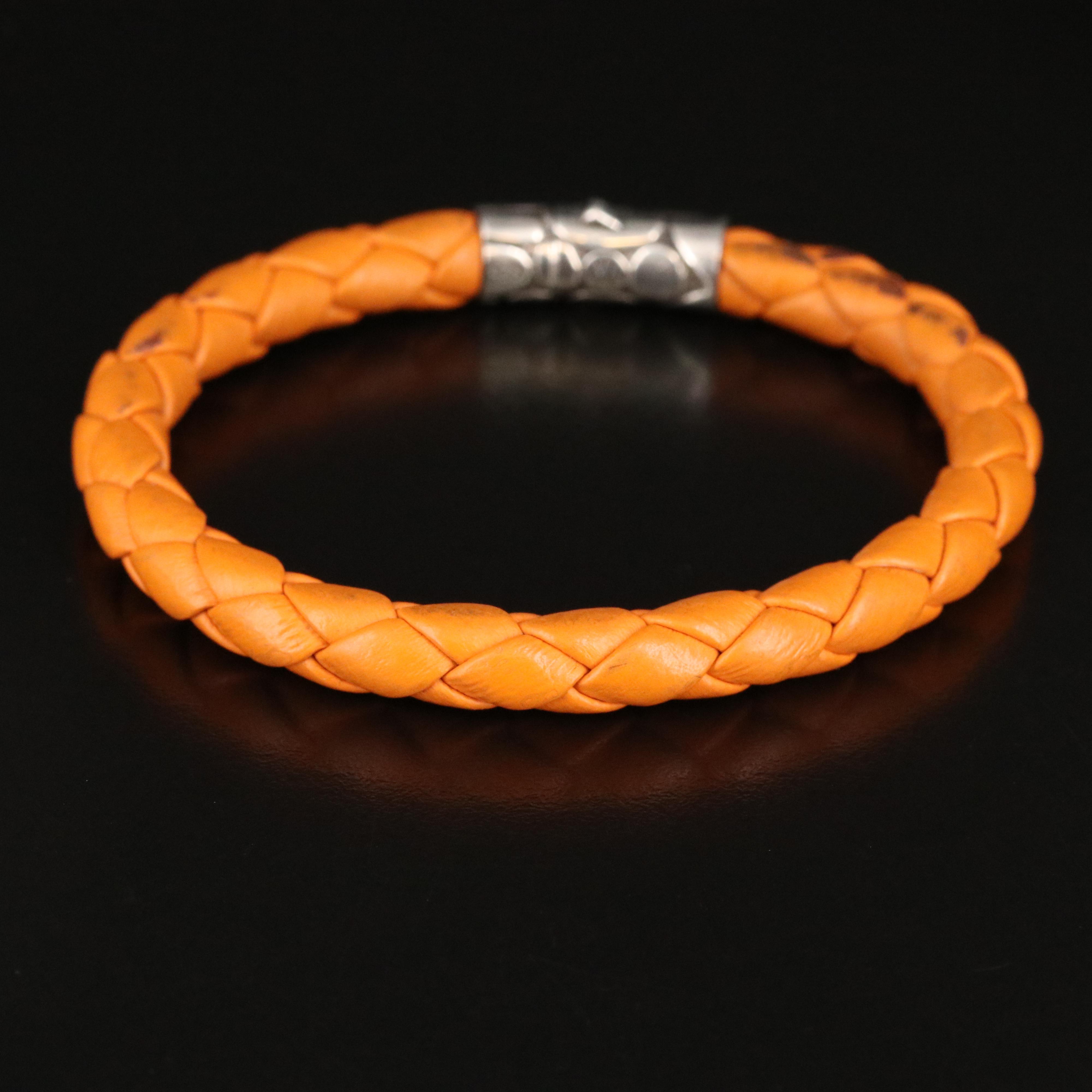 John Hardy Kali Braided Leather Bracelet with Sterling Clasp