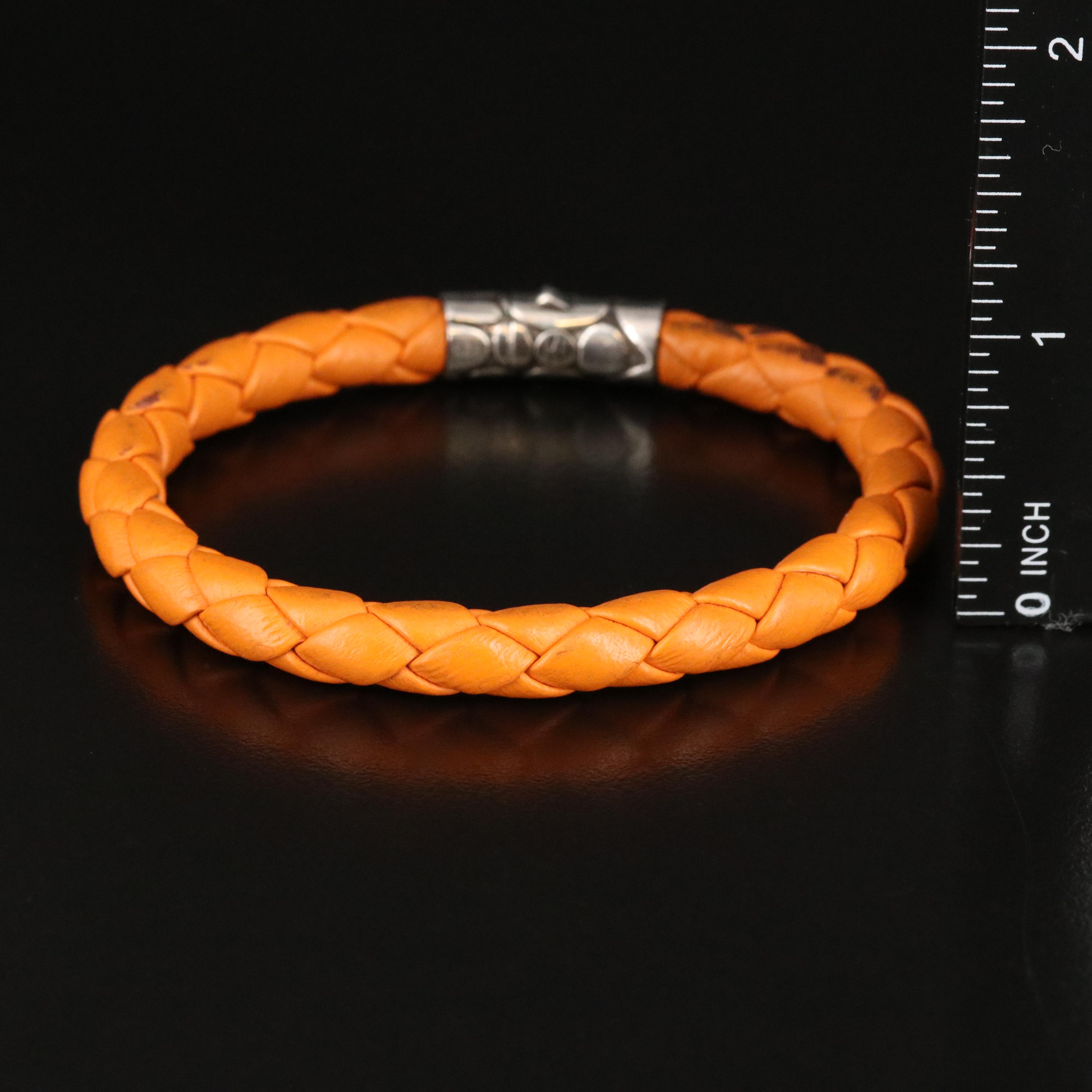 John Hardy Kali Braided Leather Bracelet with Sterling Clasp