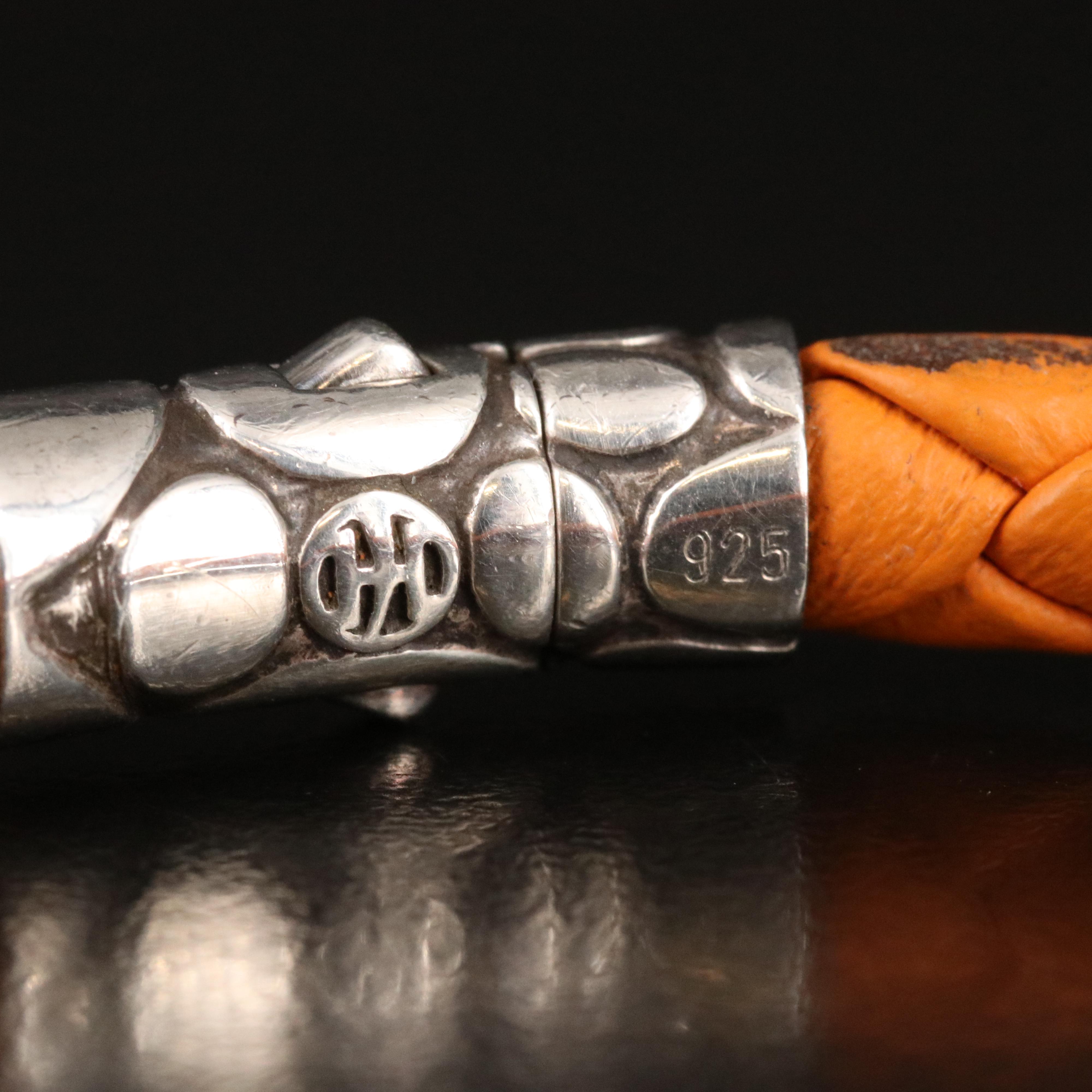 John Hardy Kali Braided Leather Bracelet with Sterling Clasp