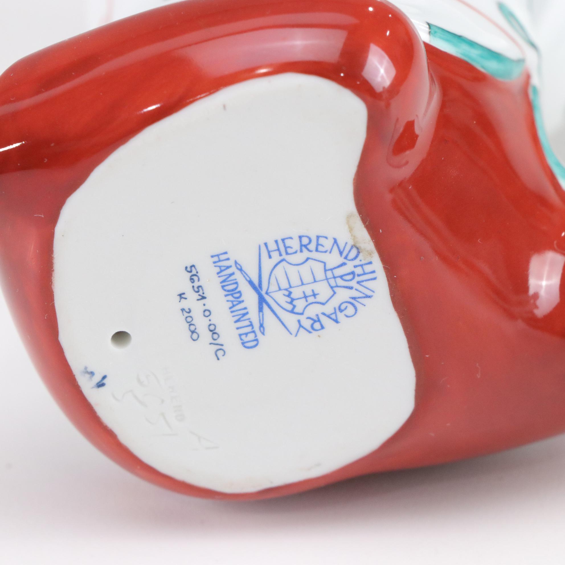 Three Herend Hand-Painted Porcelain Kneeling Chinese Mandarin Man Salt Cellars