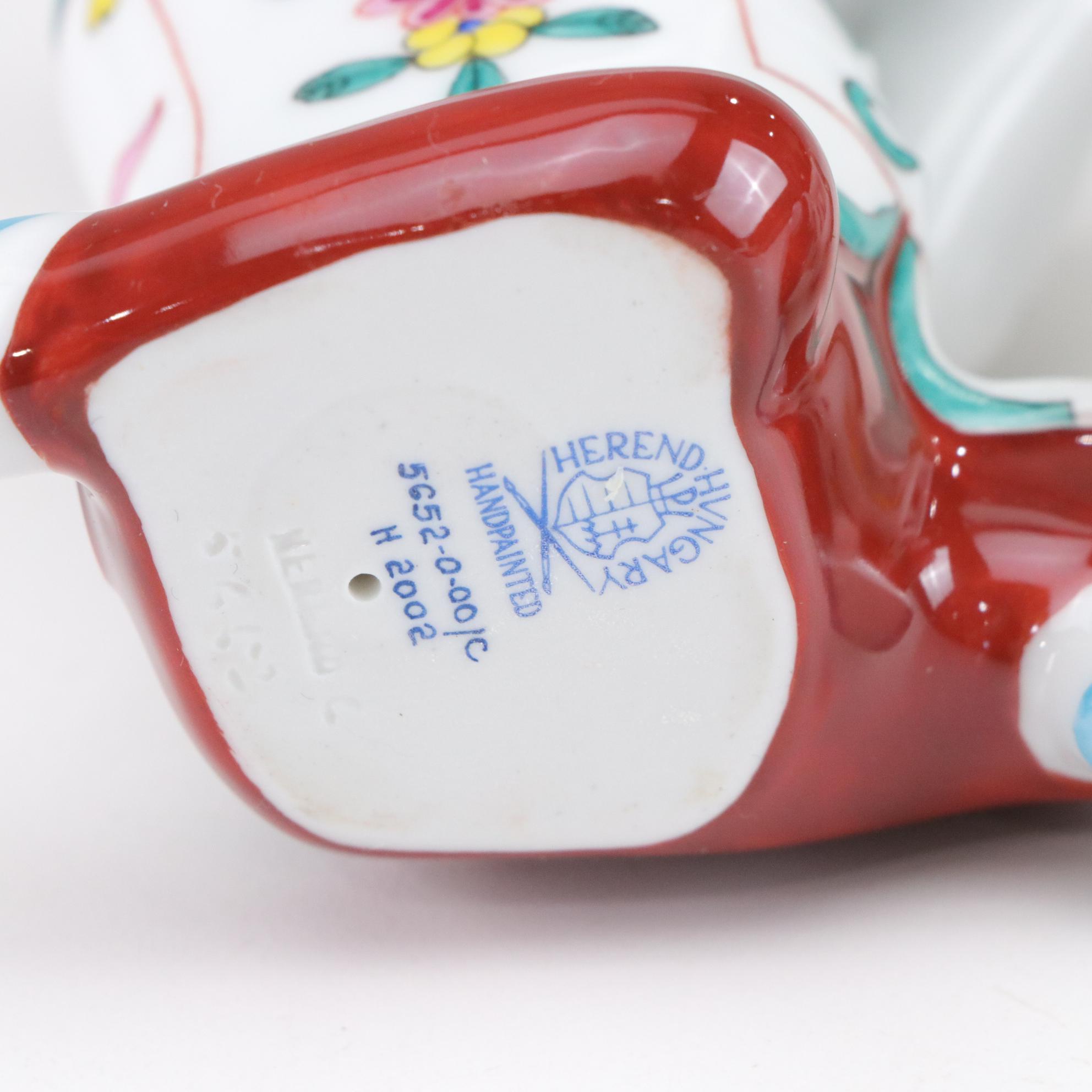 Three Herend Hand-Painted Porcelain Kneeling Chinese Mandarin Man Salt Cellars