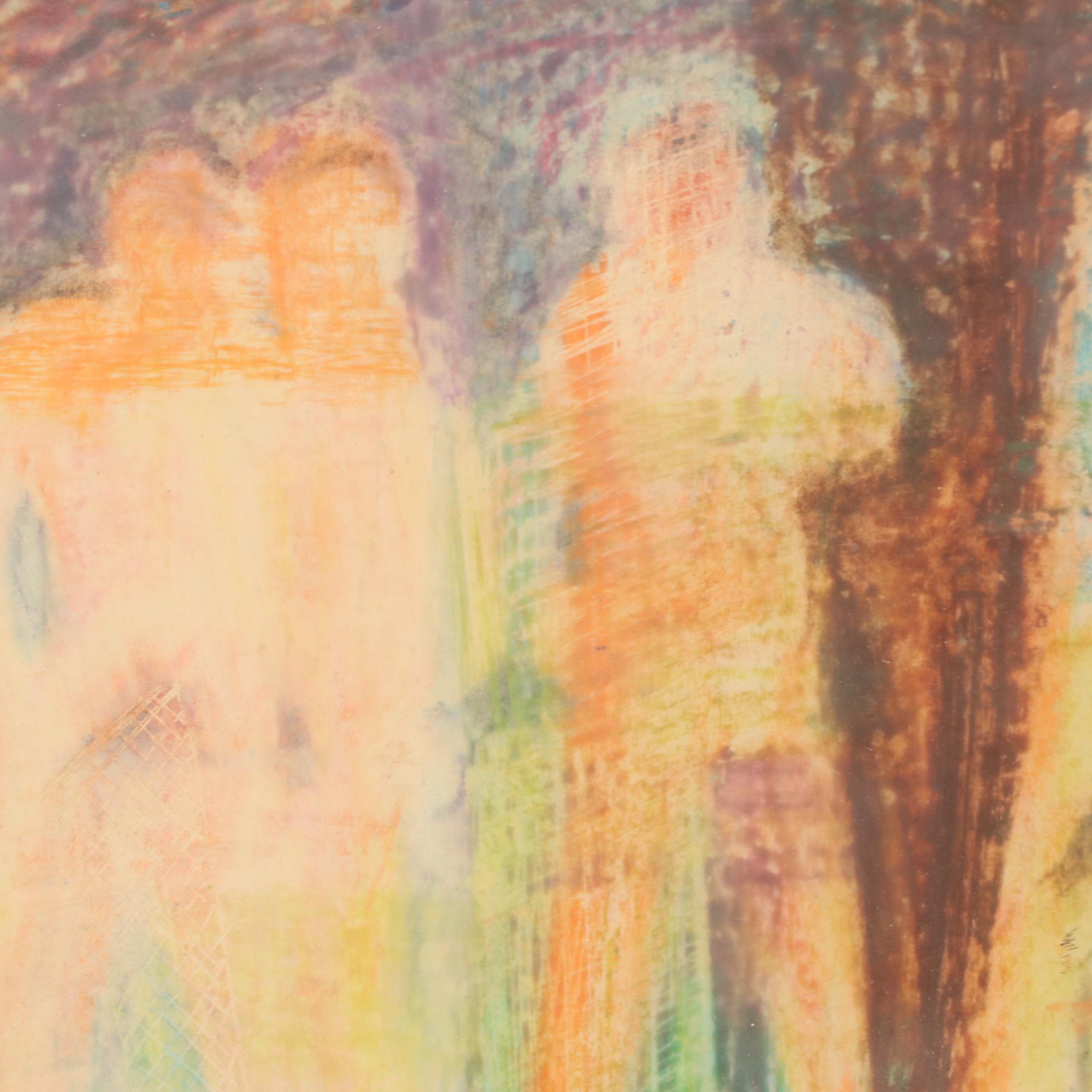 Paul Dahlquist Modernist Figurative Pastel Drawing, 1955