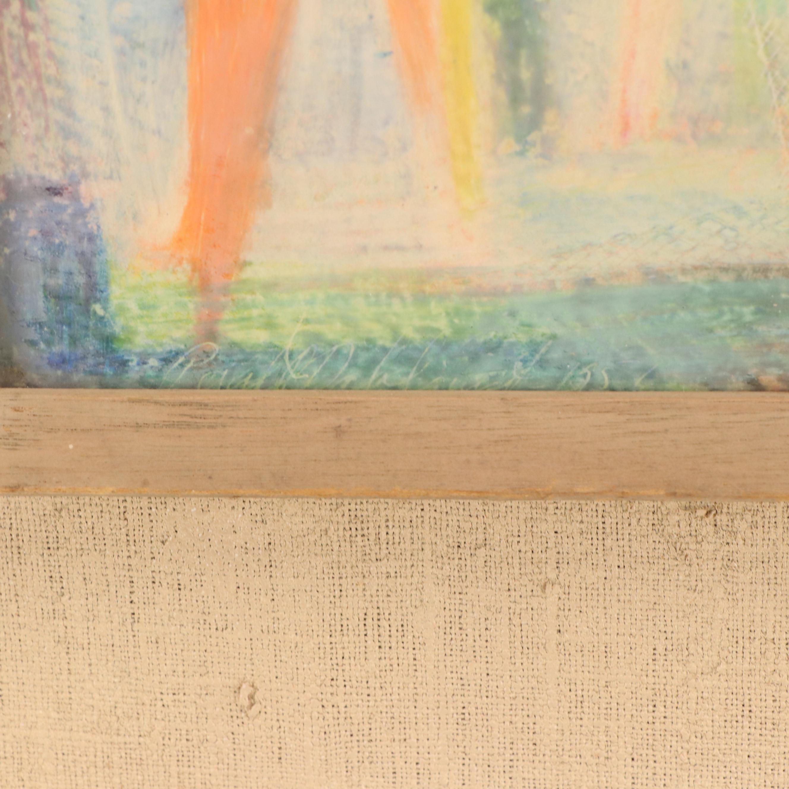 Paul Dahlquist Modernist Figurative Pastel Drawing, 1955
