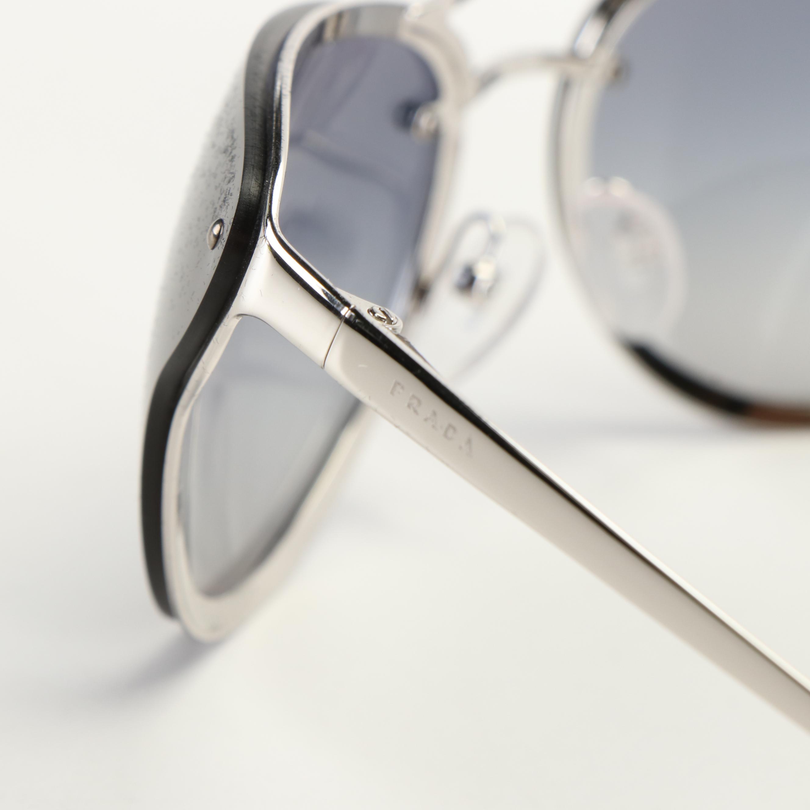 Prada OPR 74VS Silver Butterfly Sunglasses with Case and Box